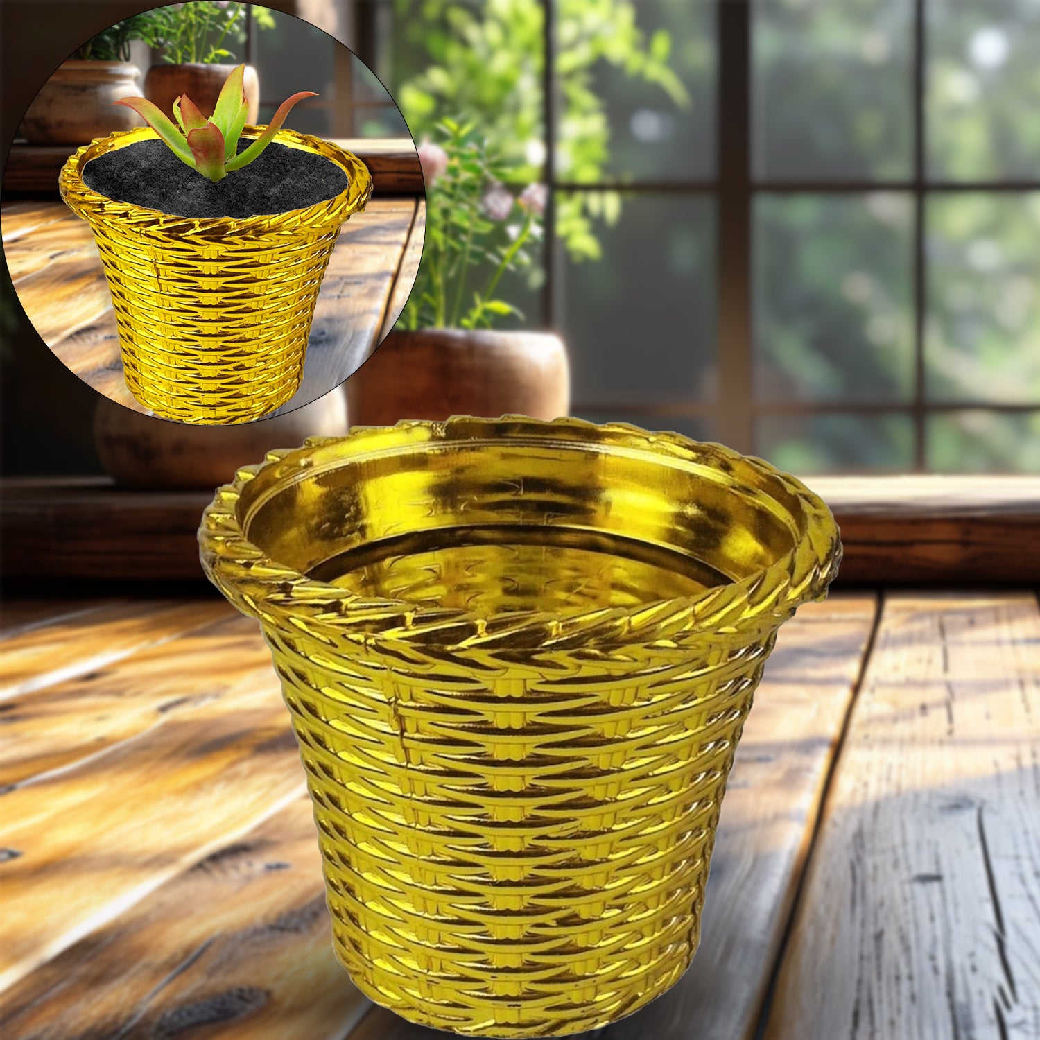 Plastic Flower Valencia (Pot) Home And Outdoor (1 Pc) - Springkart 