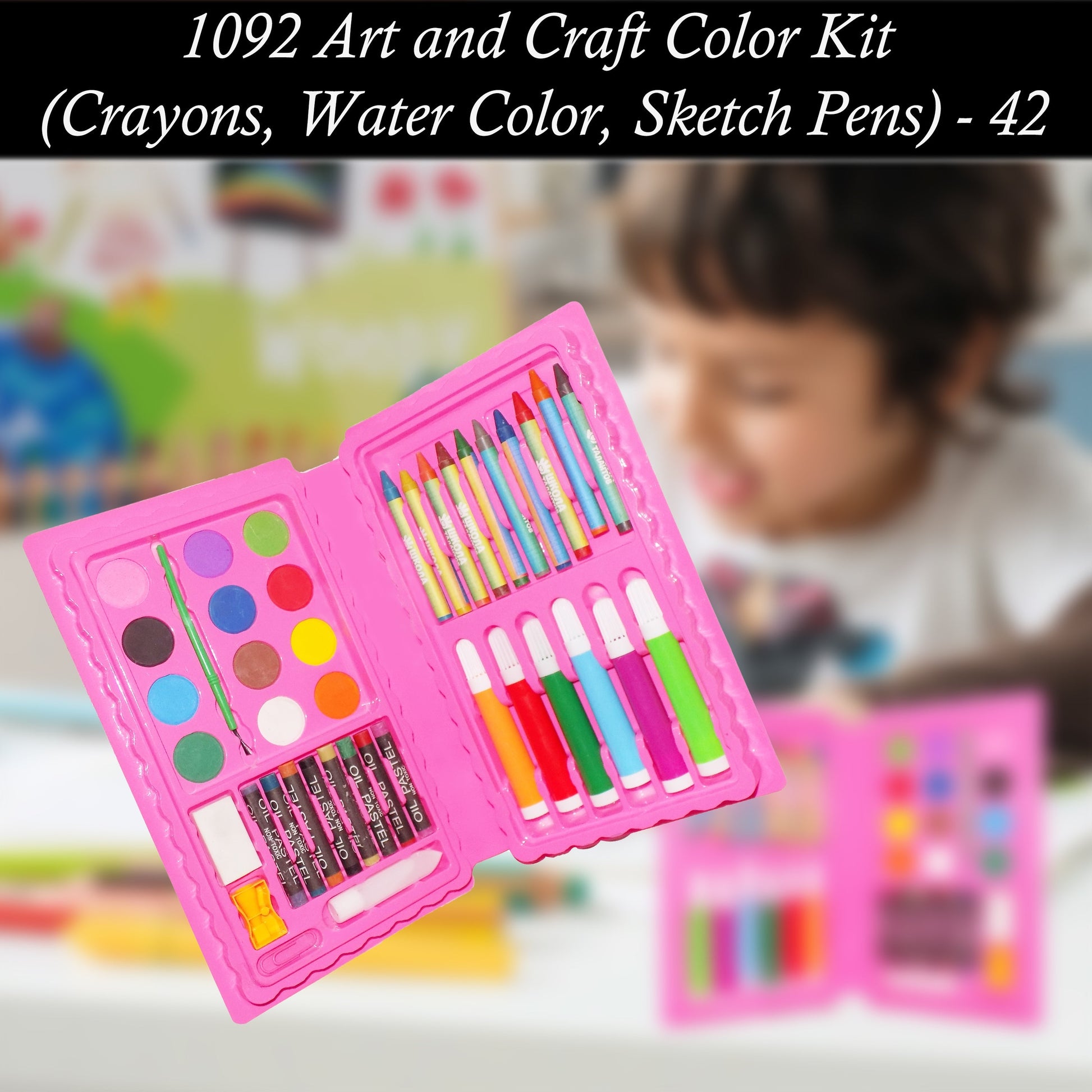 Coloring Combo Colors Box Color Pencil, Crayons, Water Color, Sketch Pens Set of 42 - Springkart 
