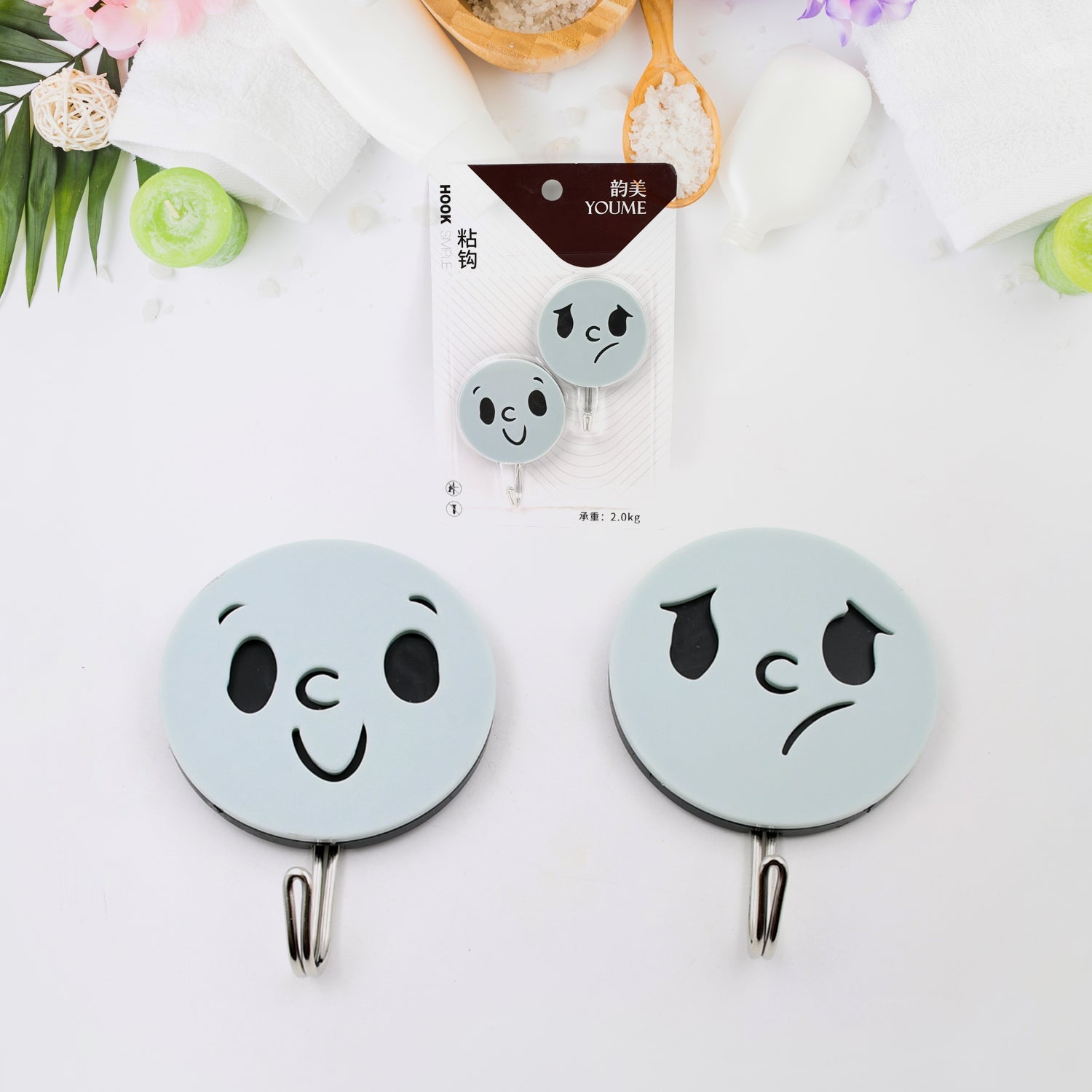 Multipurpose Self-Adhesive Hooks (2 Pc): Heavy Duty, Waterproof, Wall Mount (Bathroom, Kitchen) - Springkart 
