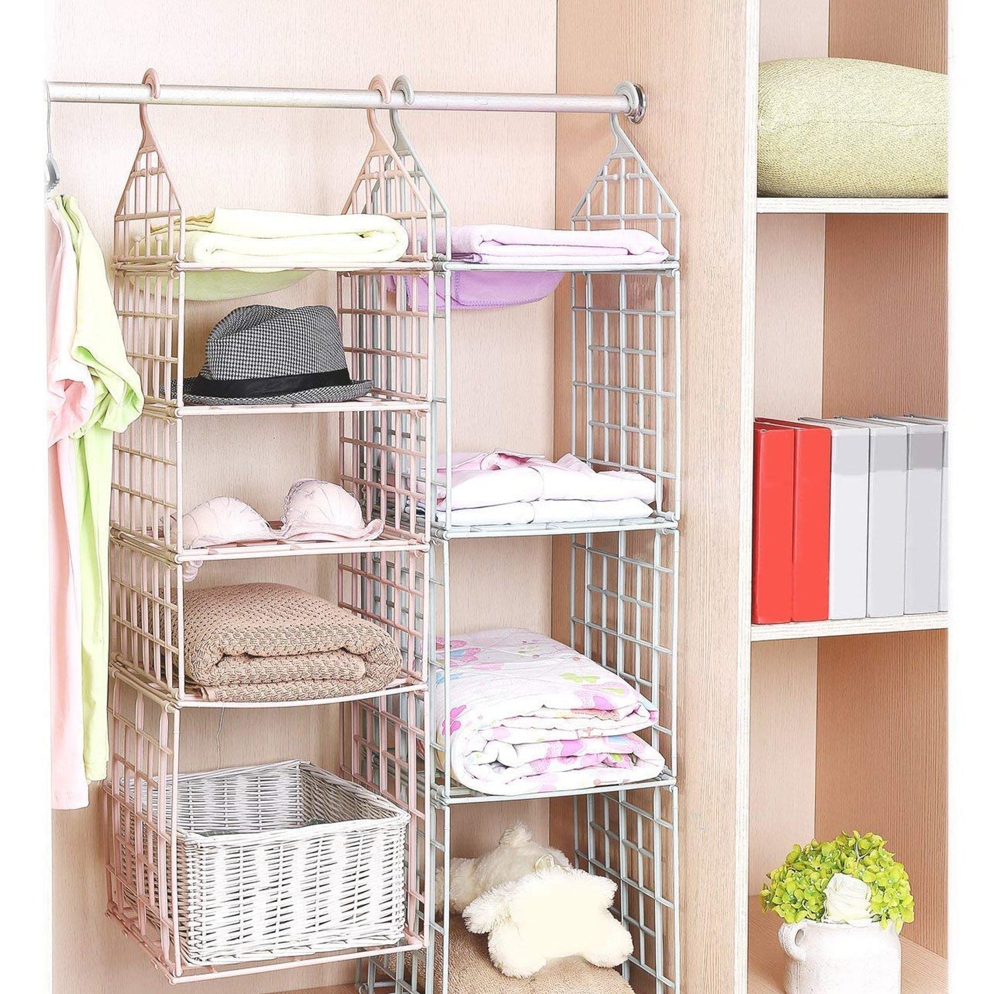 Multipurpose 5 Layer Folding Clothes Storage Racks||Closet for Students Wardrobe Shelves Socks, Scarf, t-Shirt, etc||Hanging Organizer Storage Holders & Racks - Springkart 