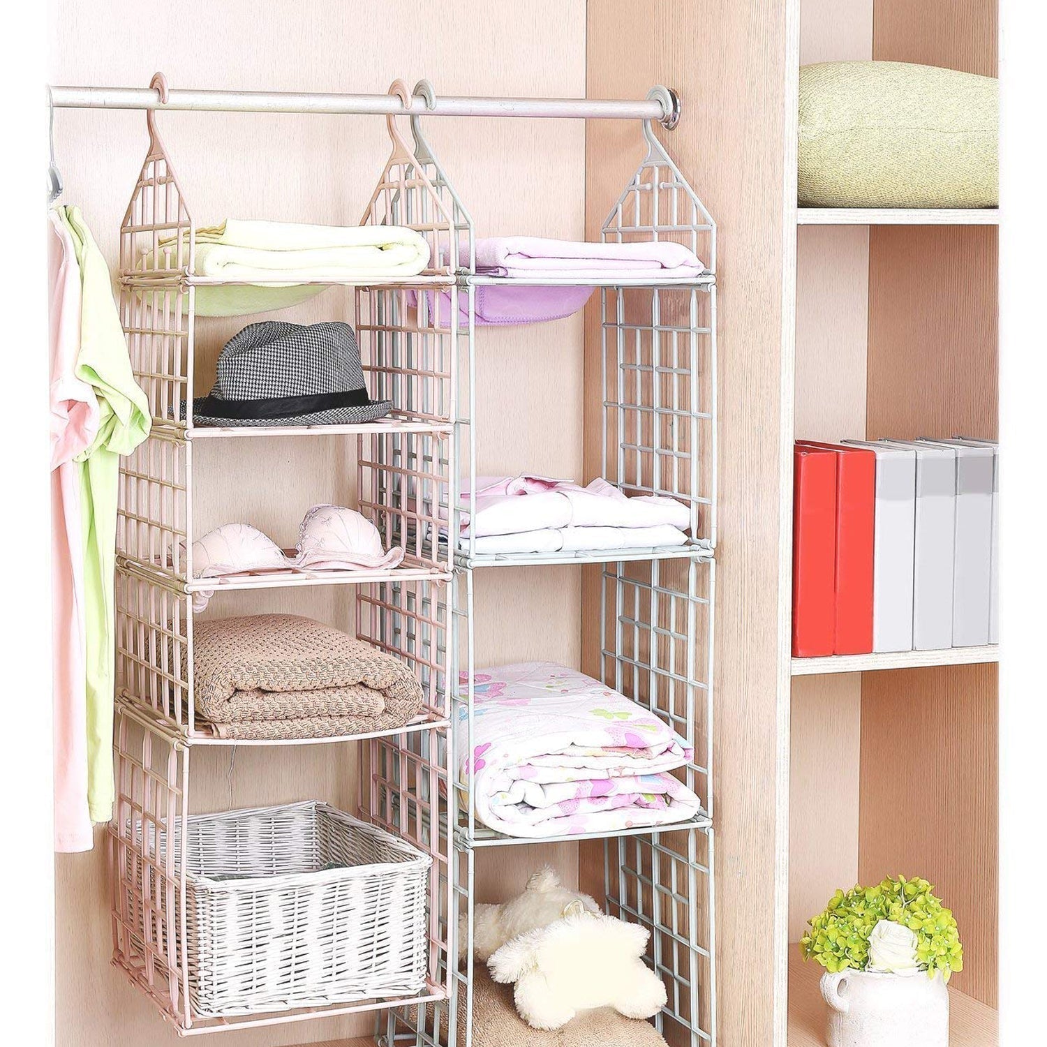 Multipurpose 5 Layer Folding Clothes Storage Racks||Closet for Students Wardrobe Shelves Socks, Scarf, t-Shirt, etc||Hanging Organizer Storage Holders & Racks - Springkart 