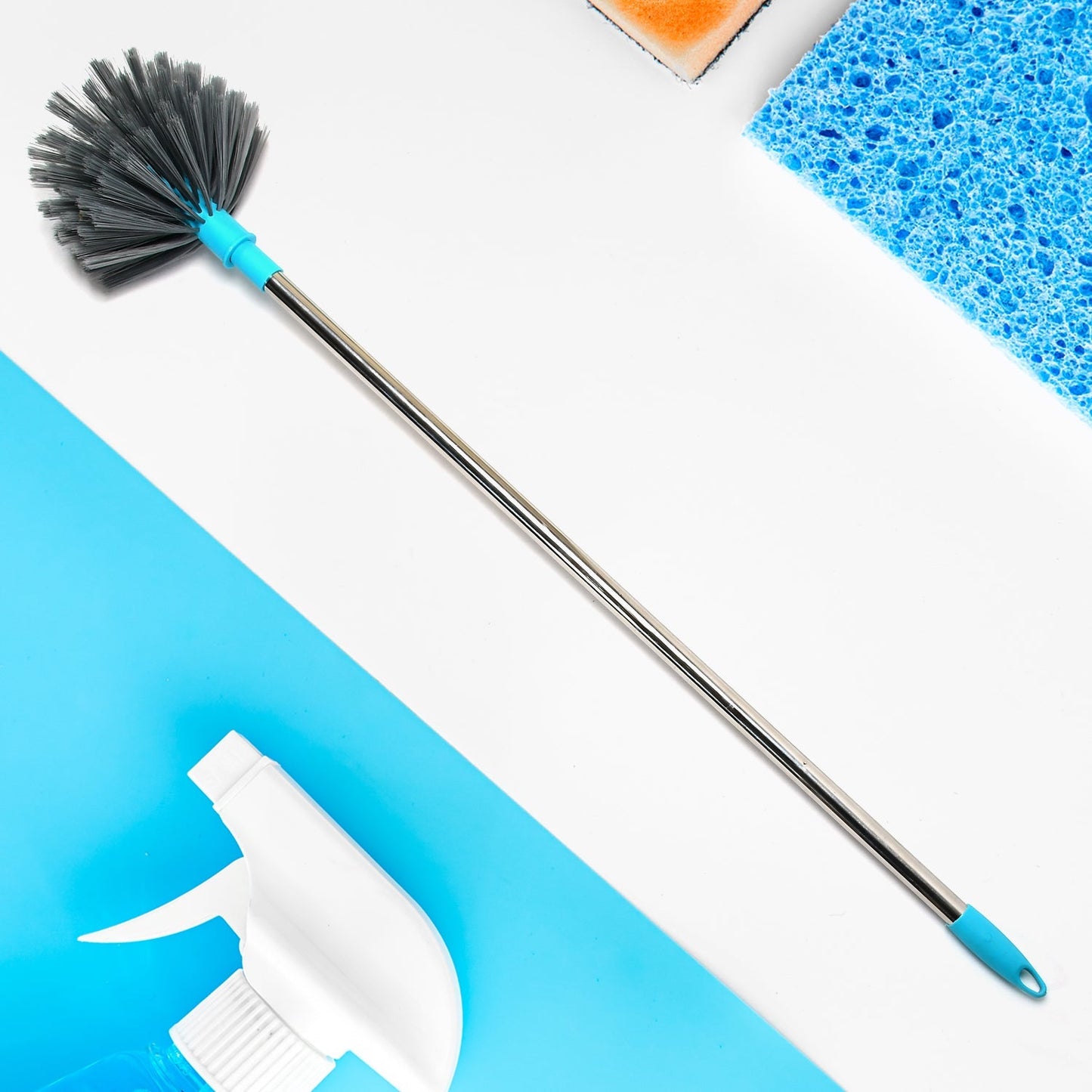 Cobweb Brush With Stainless Steel Strong Long Extendable Handle for Dusting, Ceiling Cobweb Cleaning, Brush for Lights, Fans & Webs Cleaning for Home / Kitchen - Springkart 