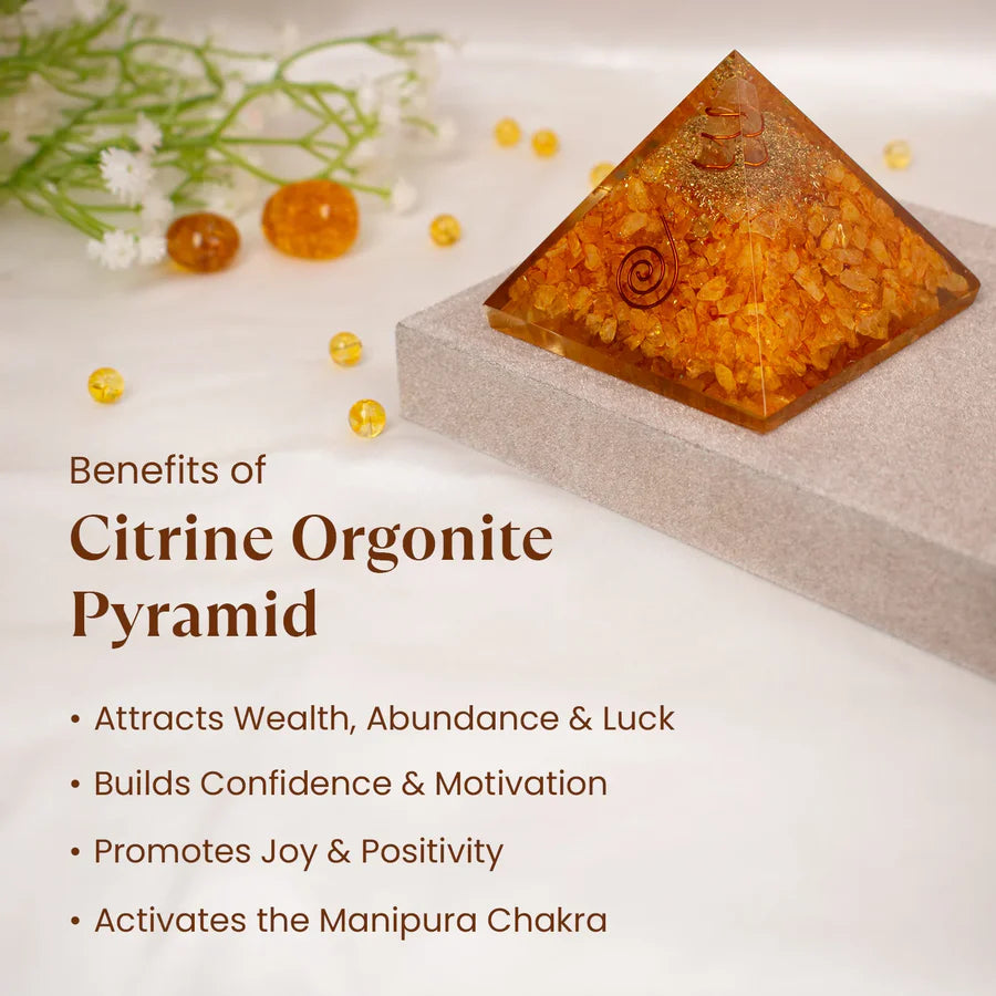 Vyapar Vriddhi Yantra on Pyrite Frame with FREE Citrine Pyramid