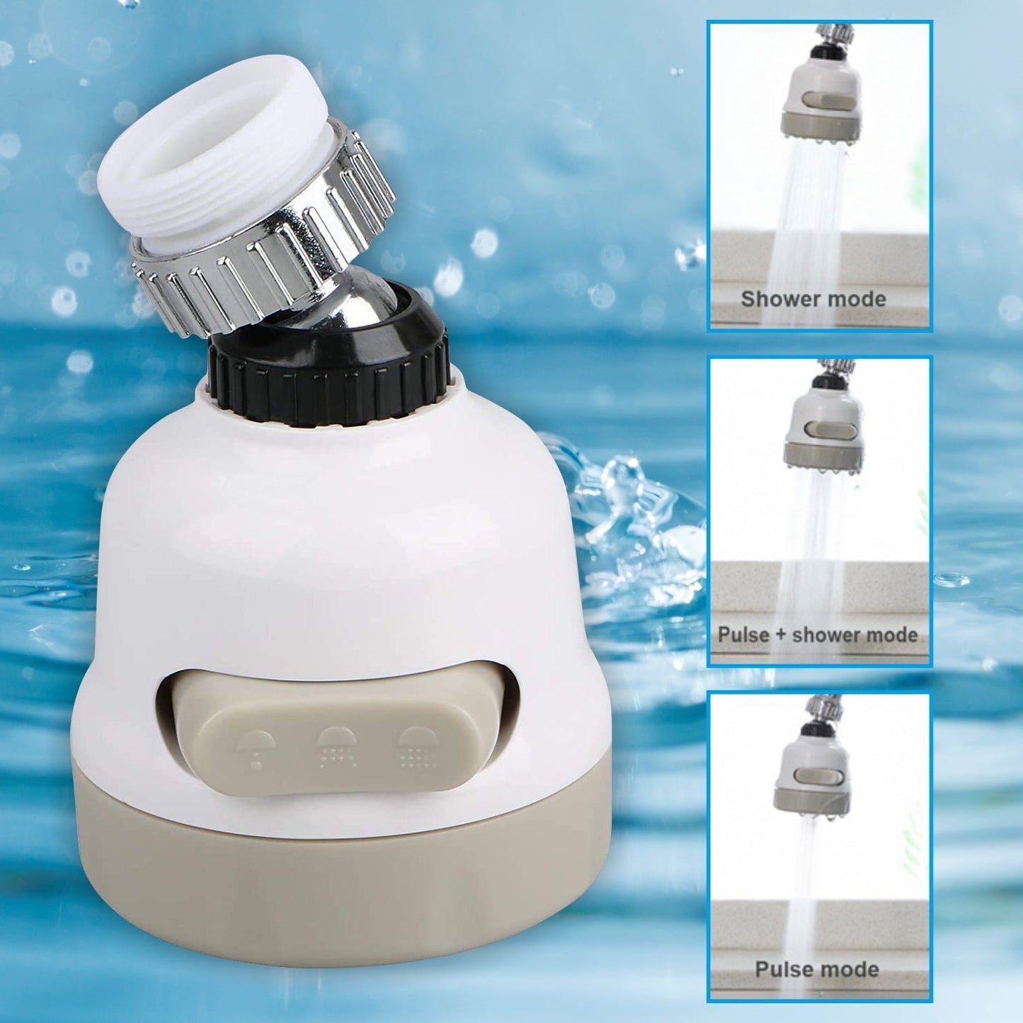 Rotatable Splash Proof 3 Modes Water Saving Nozzle Filter Faucet Sprayer - Springkart 