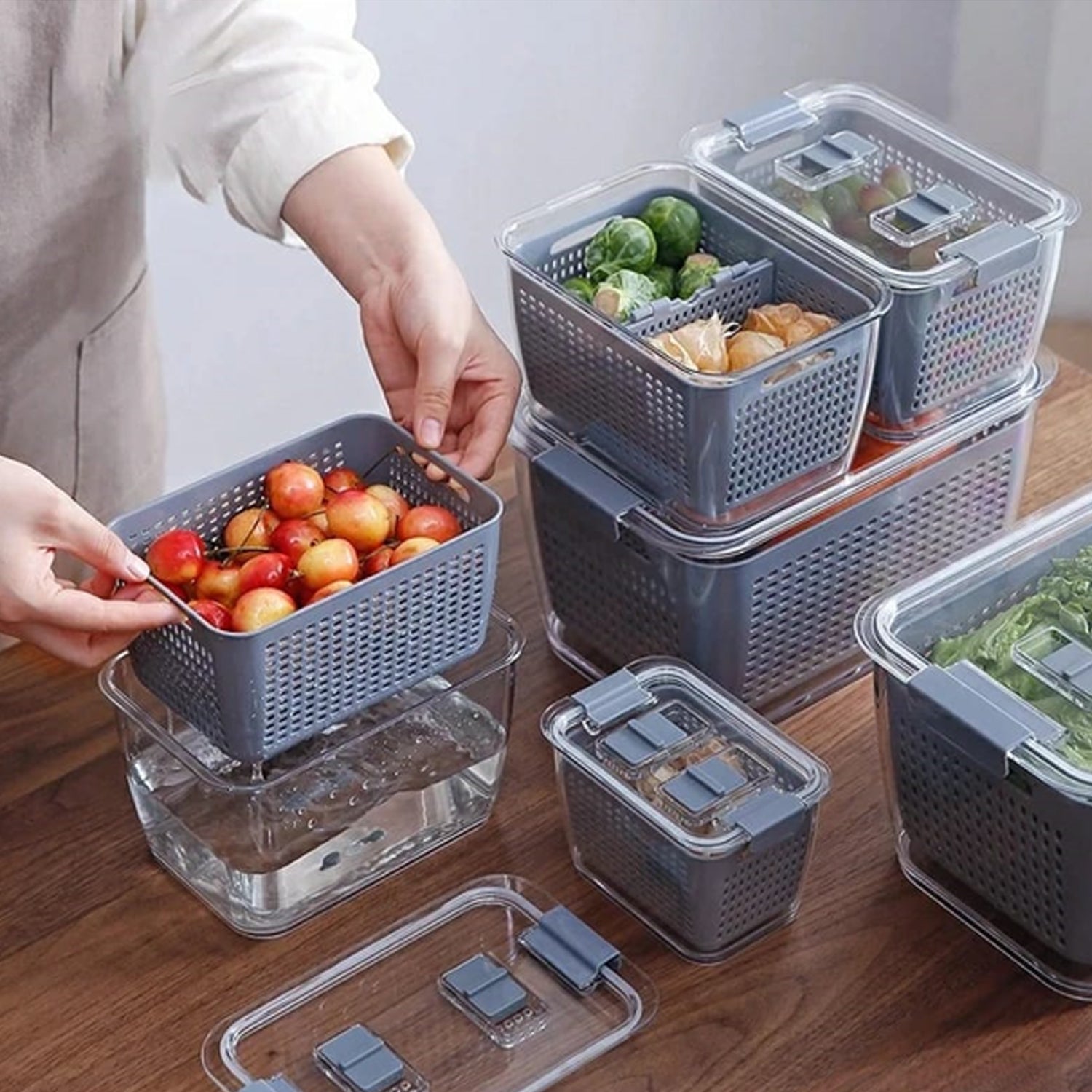 Fordable Silicone Kitchen Organizer Fruit Vegetable Baskets Folding Strainers - Springkart 
