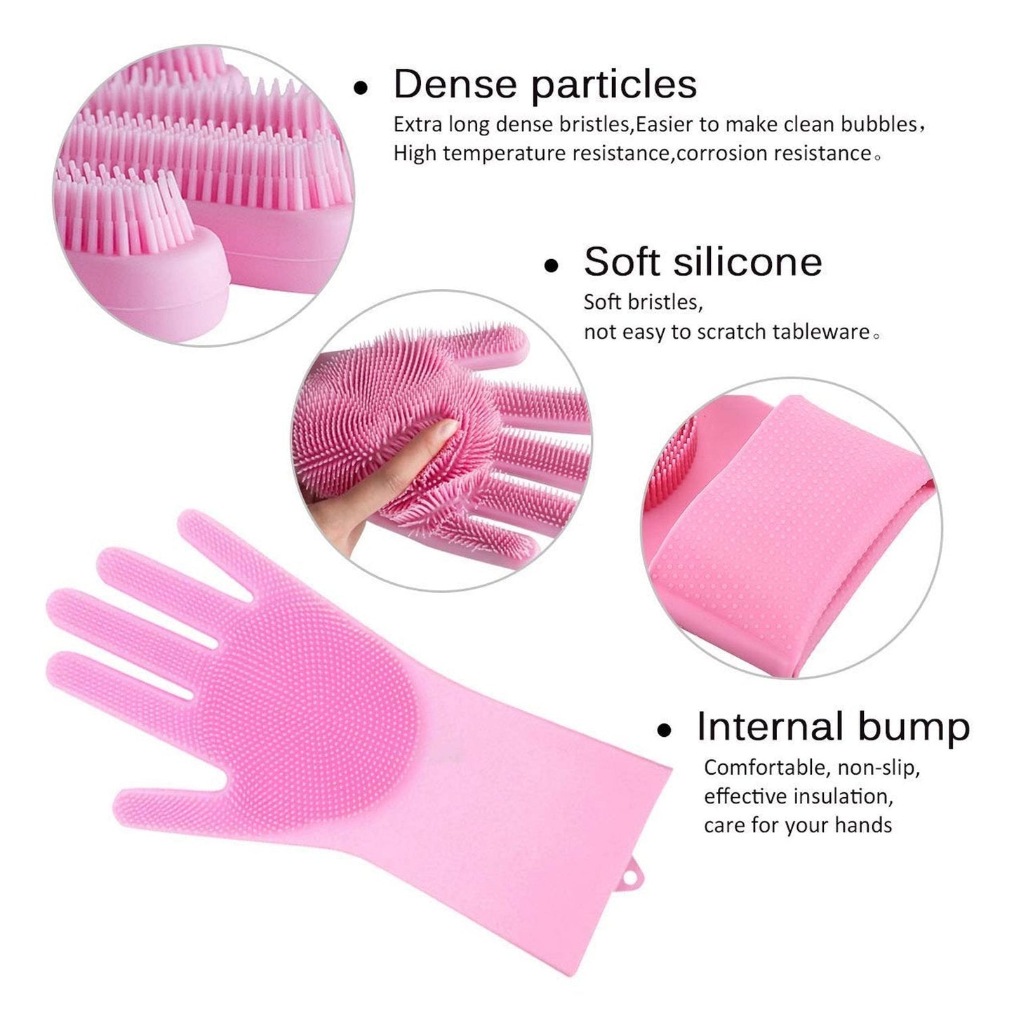 Reusable Silicone Cleaning Brush Scrubber Gloves (Multicolor) - Springkart 