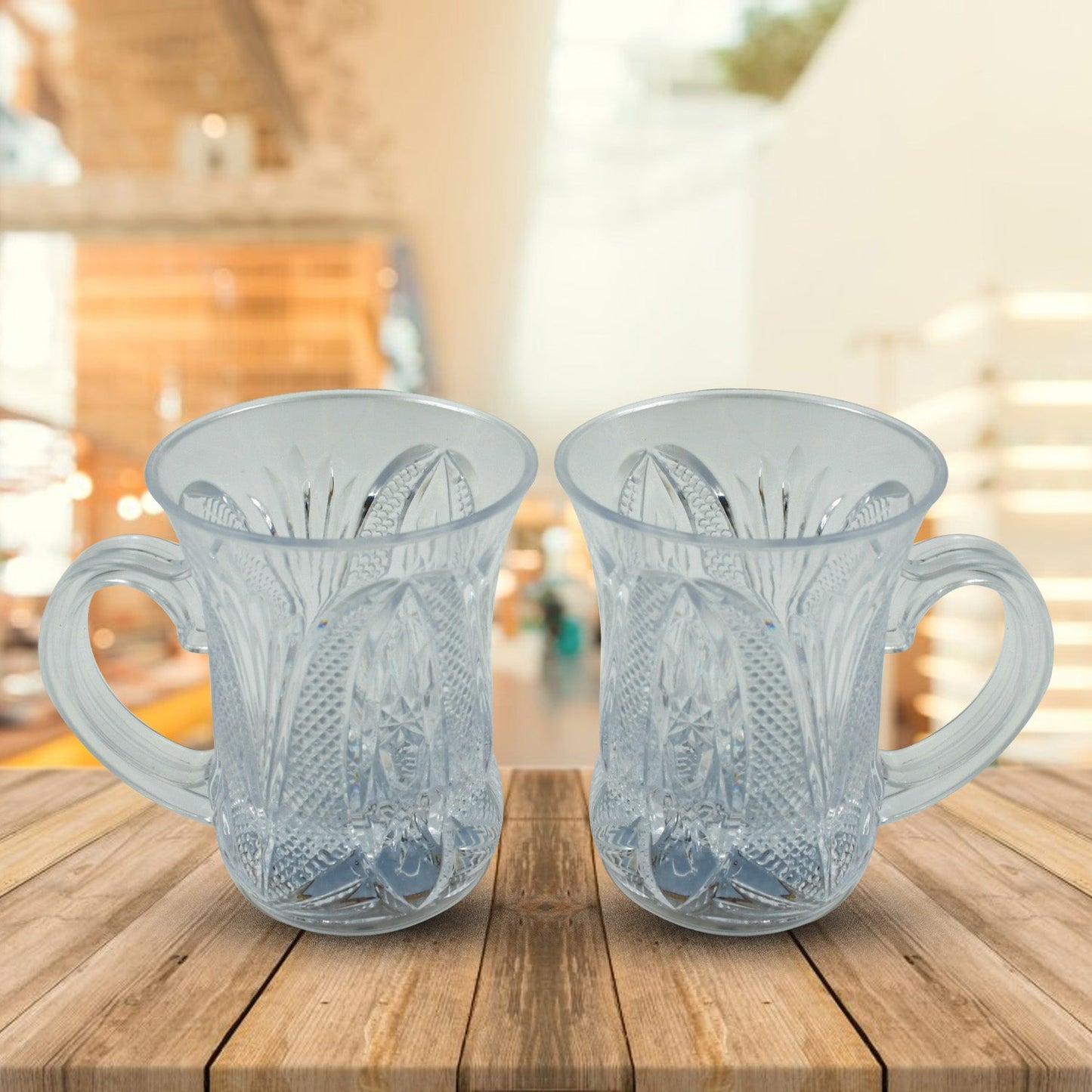 Flashing Cup LED Water Sensor Light up Cup with Handle for Home Kitchen Fun Luminous Water Cup, Party / Birthday / Nightclub / Christmas / Disco Entertainment Cup (2 Pcs Set) - Springkart 
