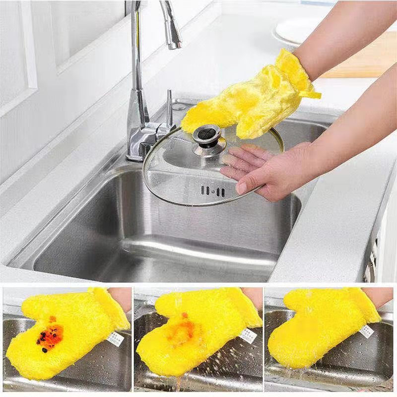 Fiber Reusable Multipurpose Dishwashing Gloves Household Kitchen ( 1 pc ) - Springkart 