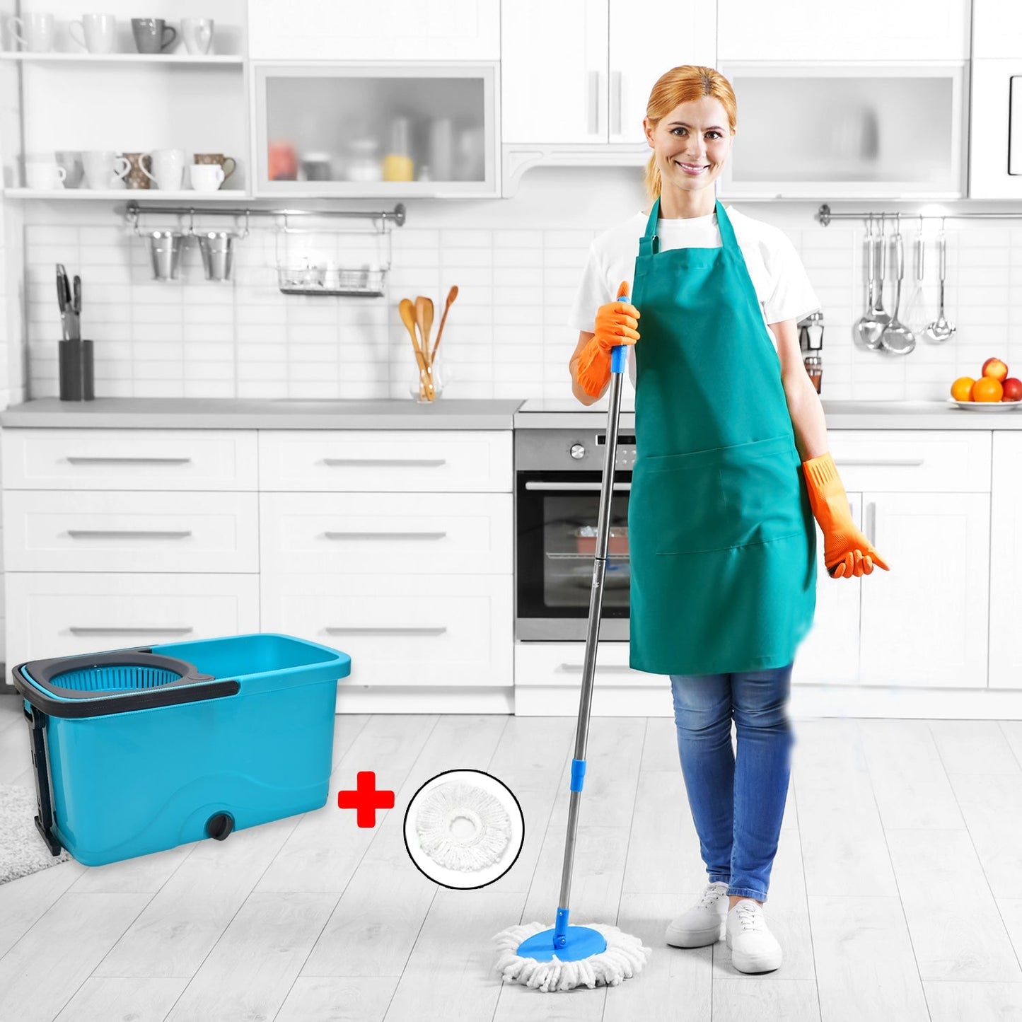 Quick Spin Mop Plastic spin, Bucket Floor Cleaning, Easy Wheels & Big Bucket, Floor Cleaning Mop with Bucket - Springkart 