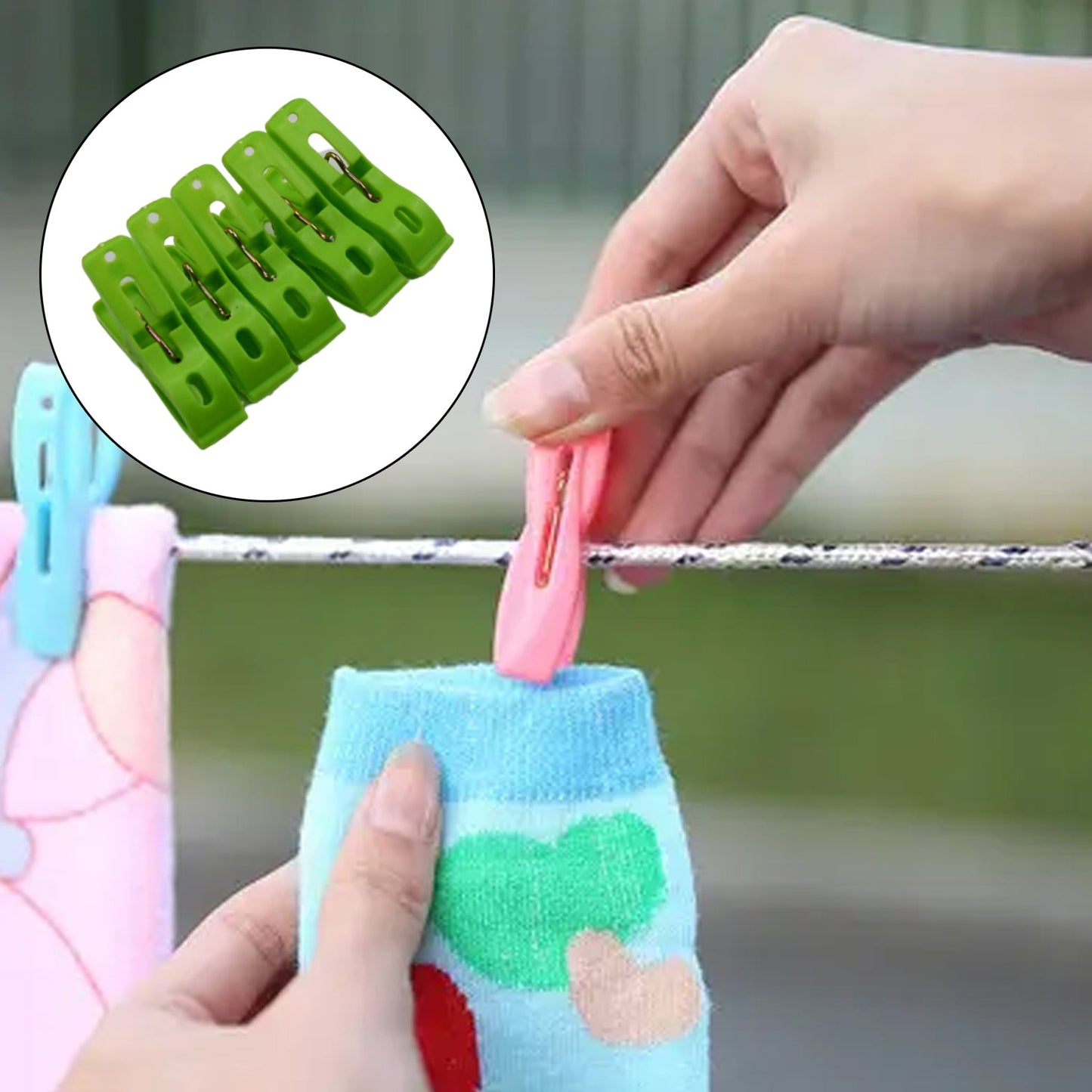 Multifunction Plastic Heavy Quality Cloth Hanging Clips, Plastic Laundry Clothes Pins Set of 20 Pieces - Springkart 