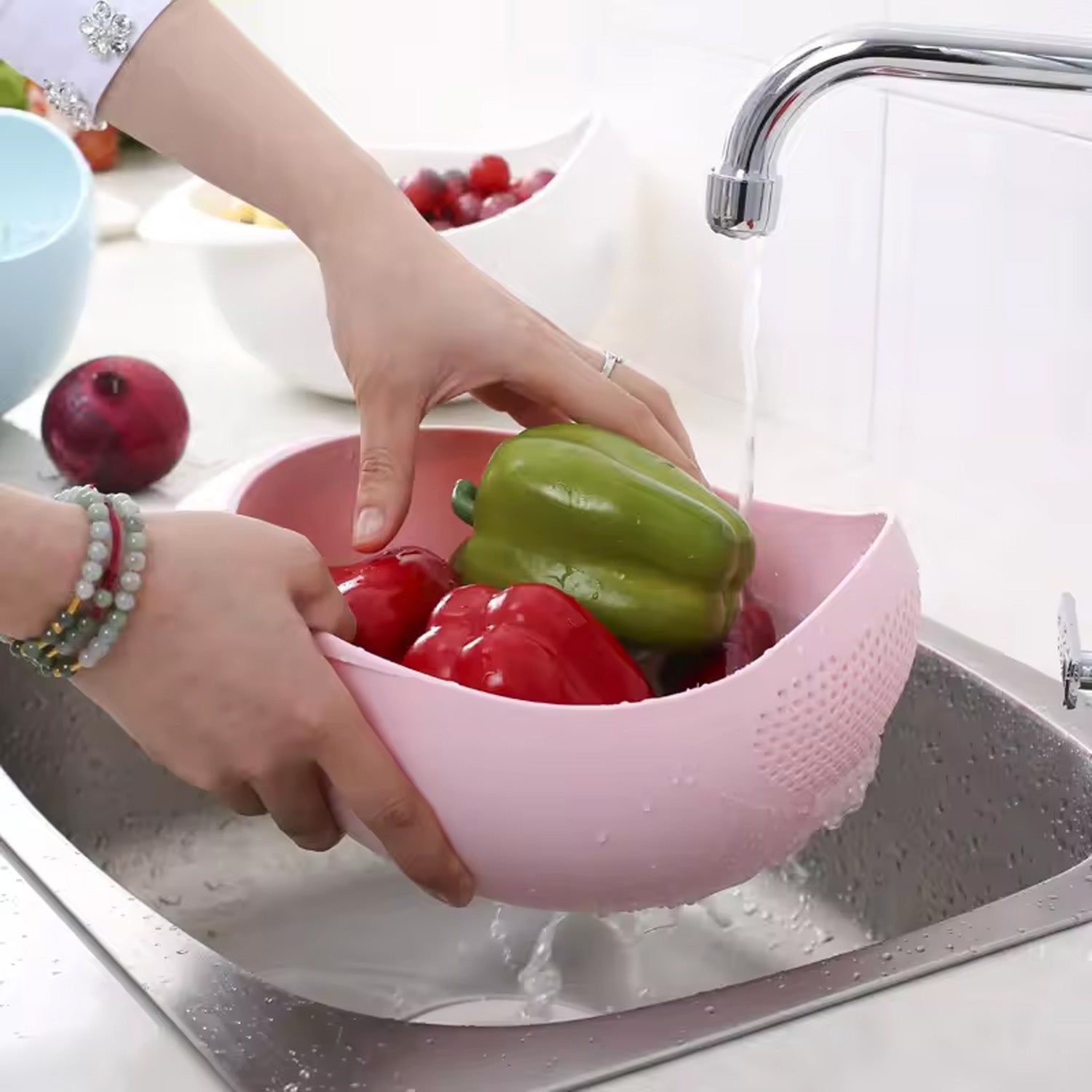 Multipurpose High Quality Washing Bowl for Rice (1 Pc) - Springkart 