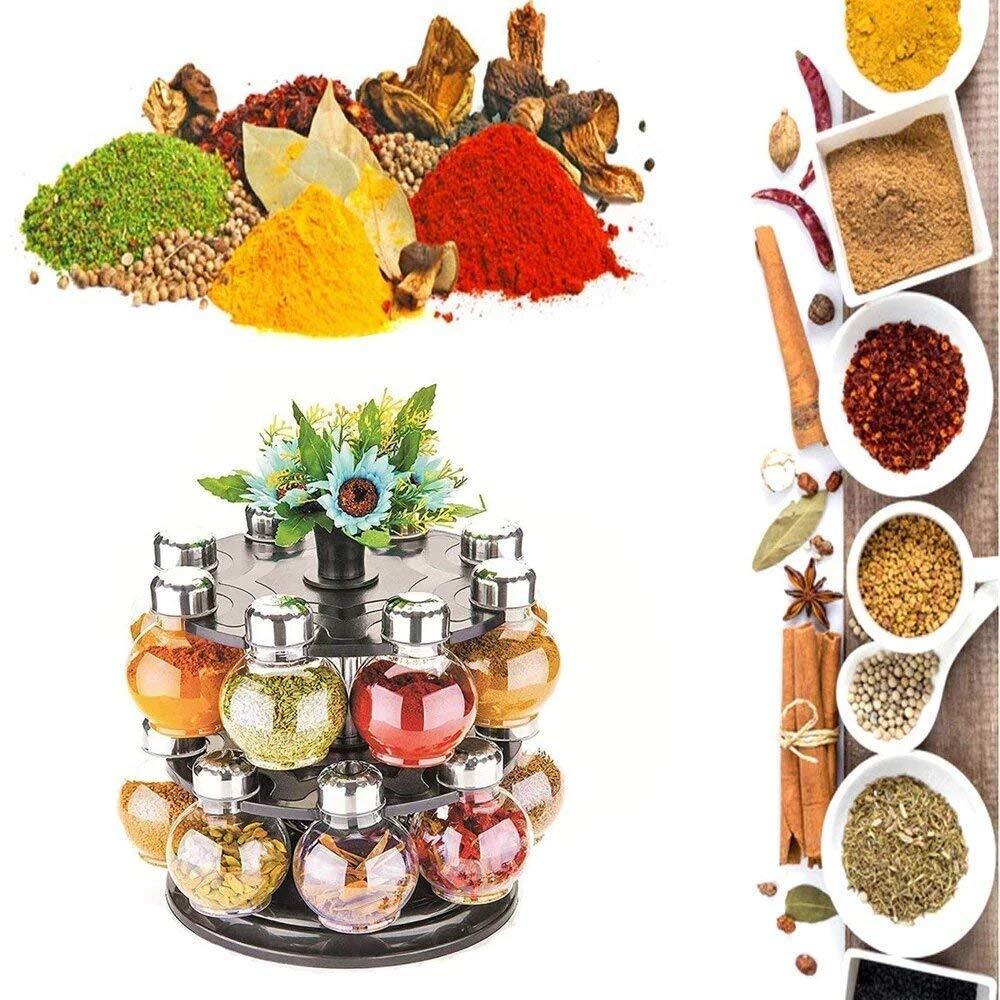 Multipurpose Revolving Plastic Spice Rack Set (16pcs) - Springkart 