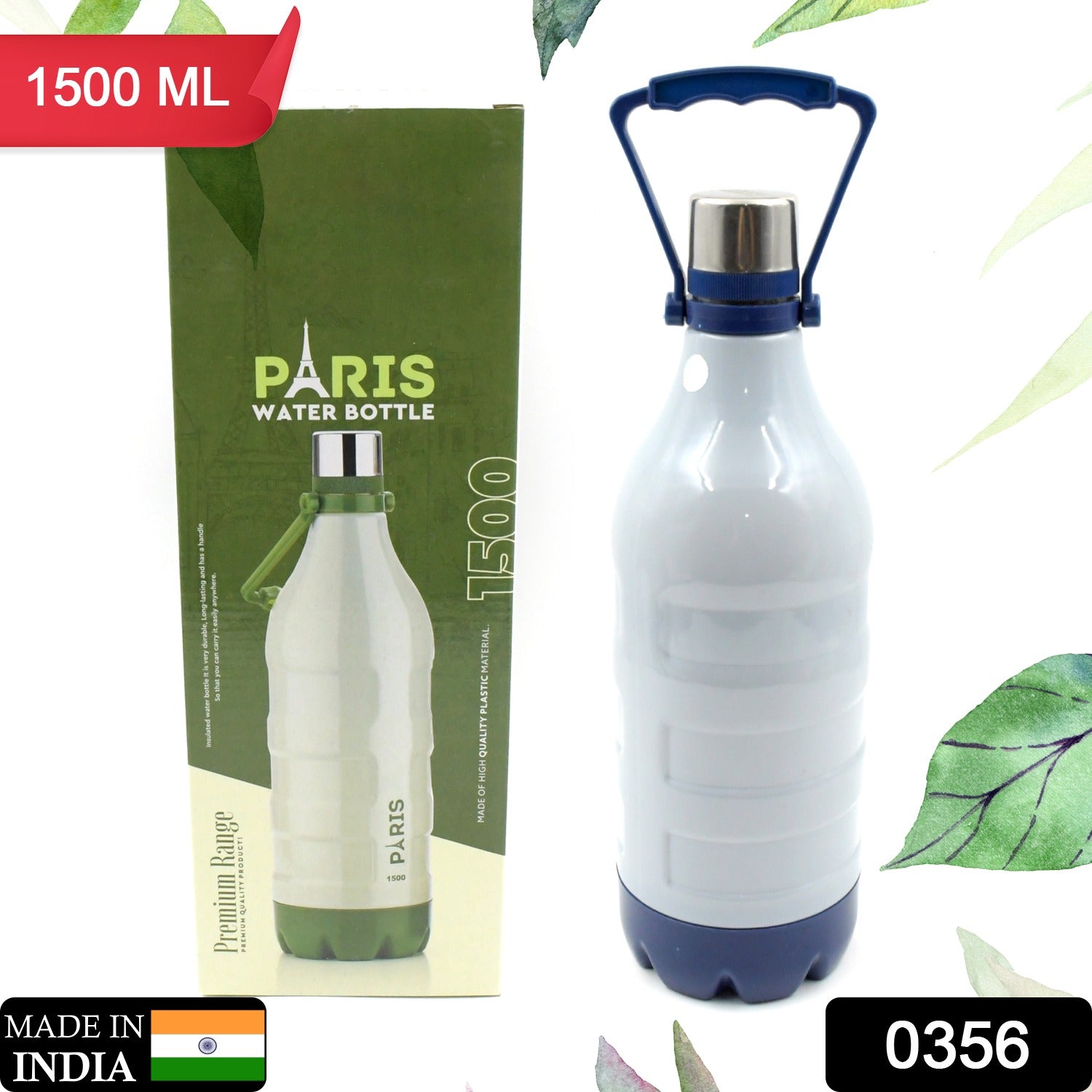 Insulated Water Bottle (1500ml: Leakproof, BPA-Free, Handle & Strap (Sports) - Springkart 