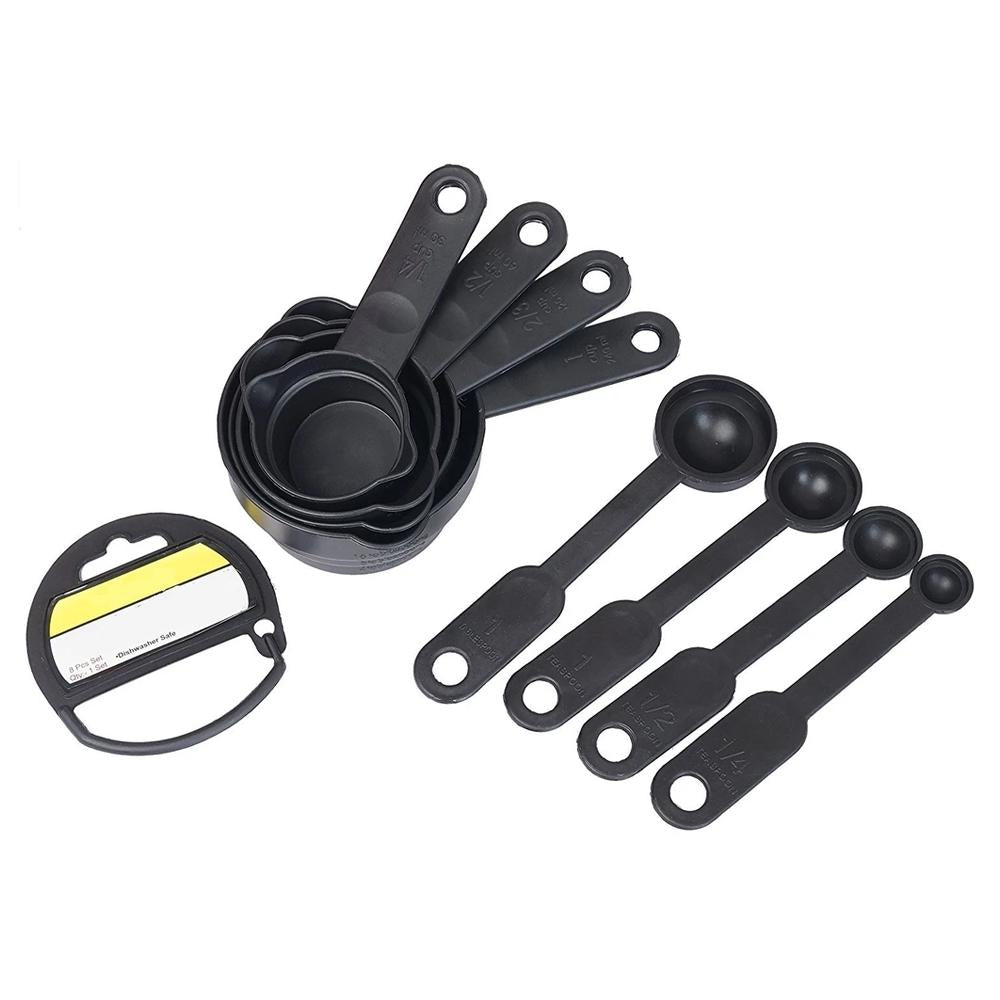 Plastic Measuring Cups and Spoons (8 Pcs, Black) - Springkart 