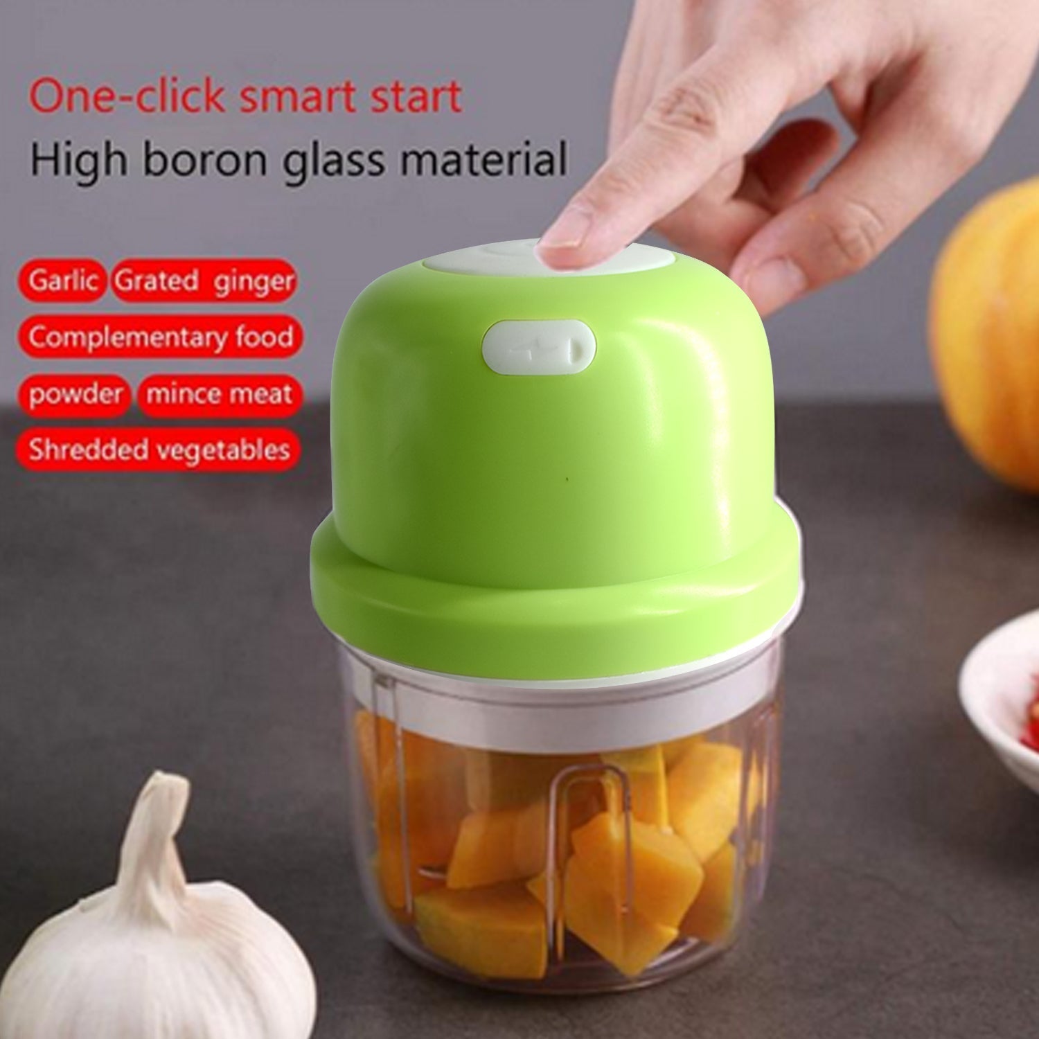 Portable USB Rechargeable Electric Chopper Fruit Vegetable Onion Chopper Garlic Chopper - Springkart 