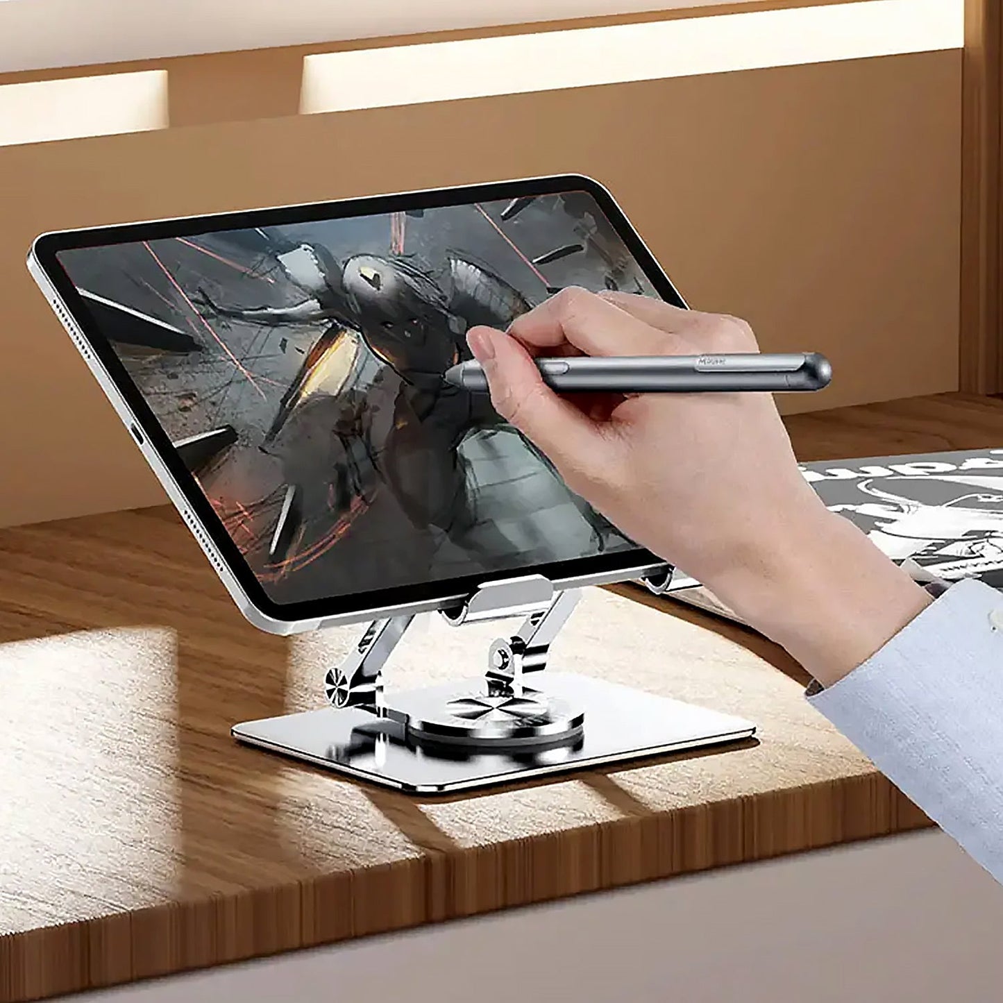 Aluminum Alloy 360°Rotating Bracket, Adjustable Tablet Stand, Portable Foldable Ergonomic Tablet Support - Springkart 