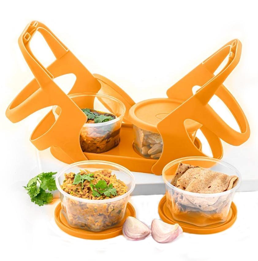 Lunch Box (200 ml each Container) with Attractive Stand - 4 pcs - Springkart 