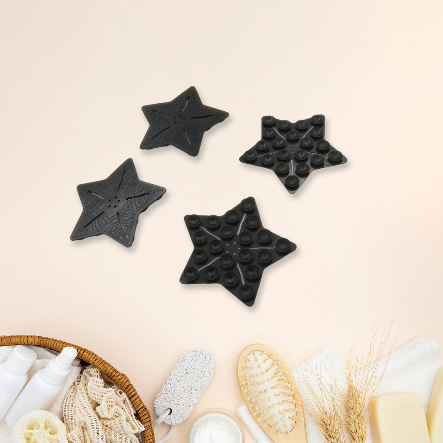 Mini Pvc Anti-Slip Bat Mat Non Slip Baby Bath Mats, Mini Child Safety Anti Slip Shower Mats Star Shaped for Kids (4 pc Set) - Springkart 