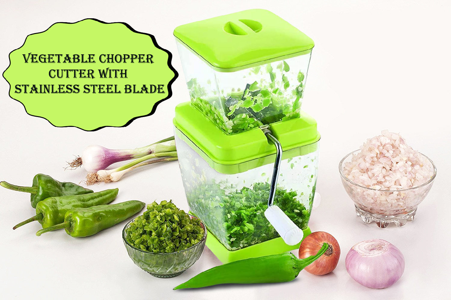 Plastic Vegetable Chopper Cutter with Stainless Steel Blade - Springkart 