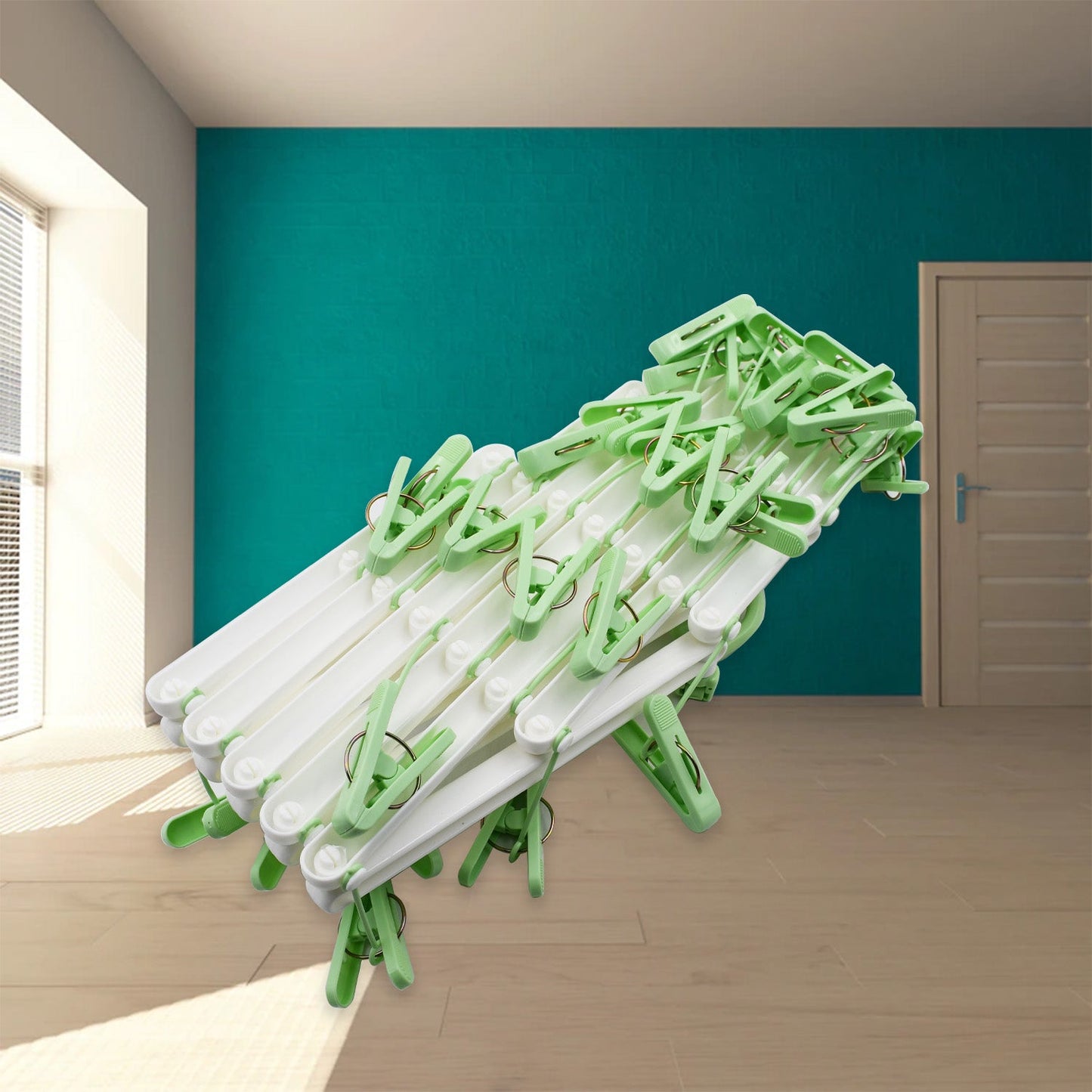 Big Adjustable Clothes Hanger, Windproof Tumble Dryer, Extendable, Socks Washing Liner, Plastic Drying Rack, Sock Hanger, Foldable Hanger, Underwear Dryer with 29 Clips - Springkart 