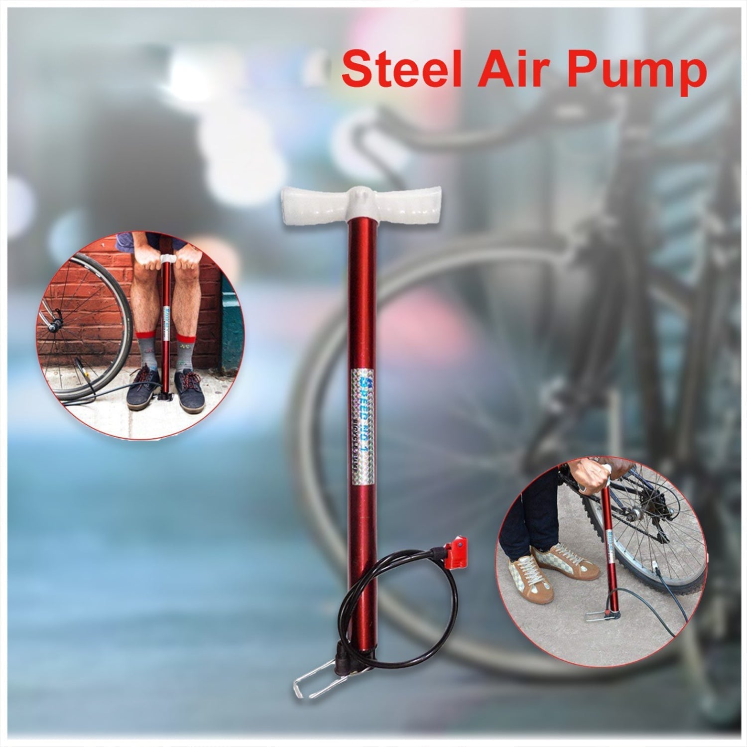 Multipurpose Air Pump (Use for Car ,Bicycles ,Scooters ,Balls, Bikes) (MOQ :- 6 Pc) - Springkart 