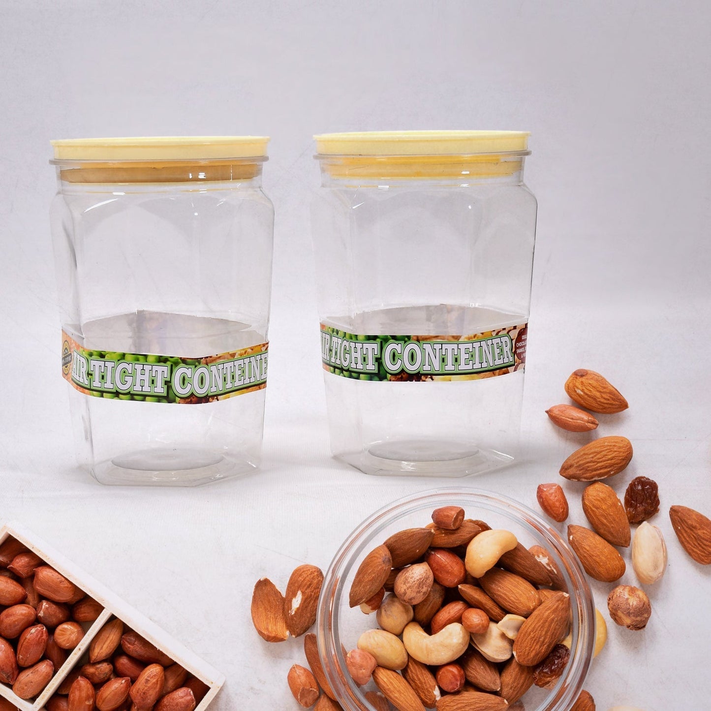 Air Tight Kitchen Storage Container for Rice | Dal | Atta, BPA-Free, Flour | Cereals | Snacks | Stackable | Modular, Round. (Approx - 1100Ml, Set of 2pcs) - Springkart 