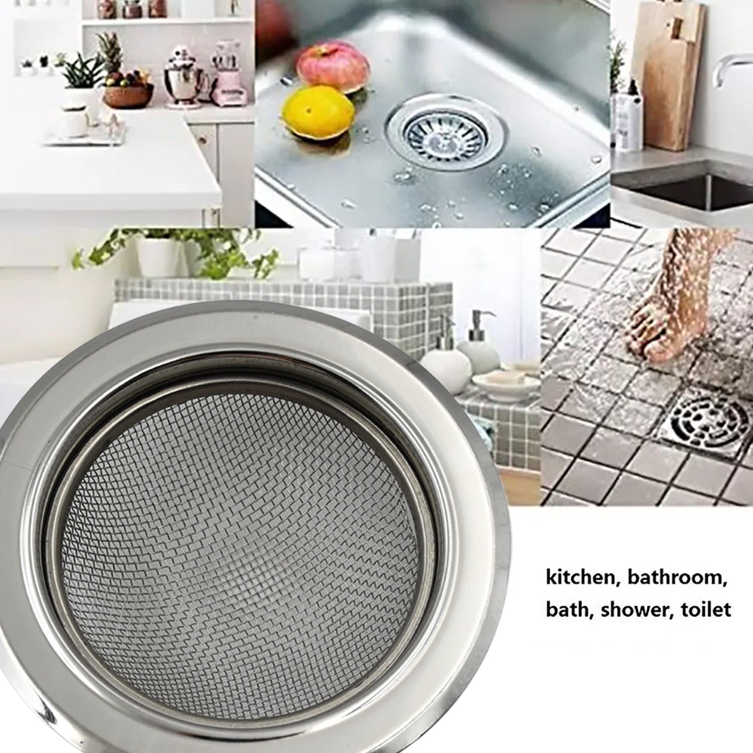 Medium Size Stainless Steel Sink Strainer Kitchen Drain Basin Filter Stopper Drainer - Springkart 