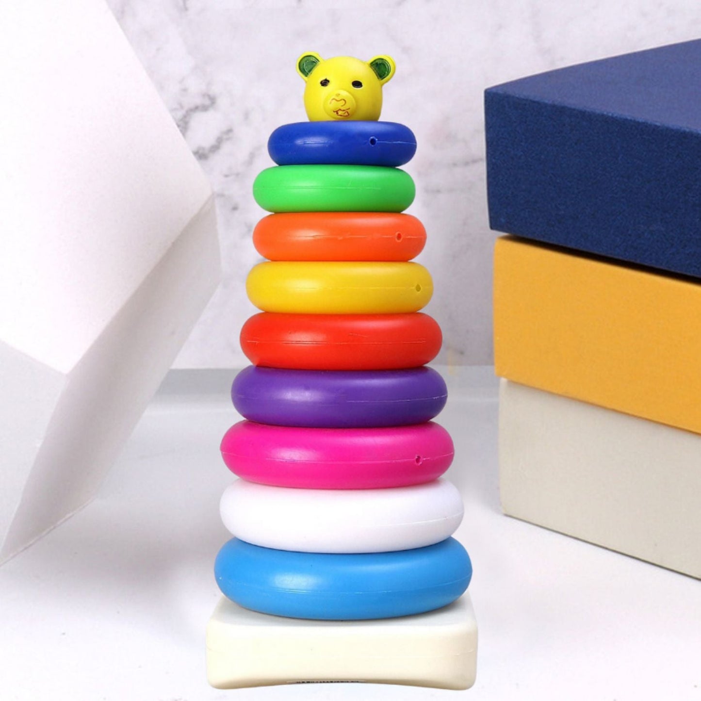 Plastic Baby Kids Teddy Stacking Ring Jumbo Stack Up Educational Toy 9pc - Springkart 