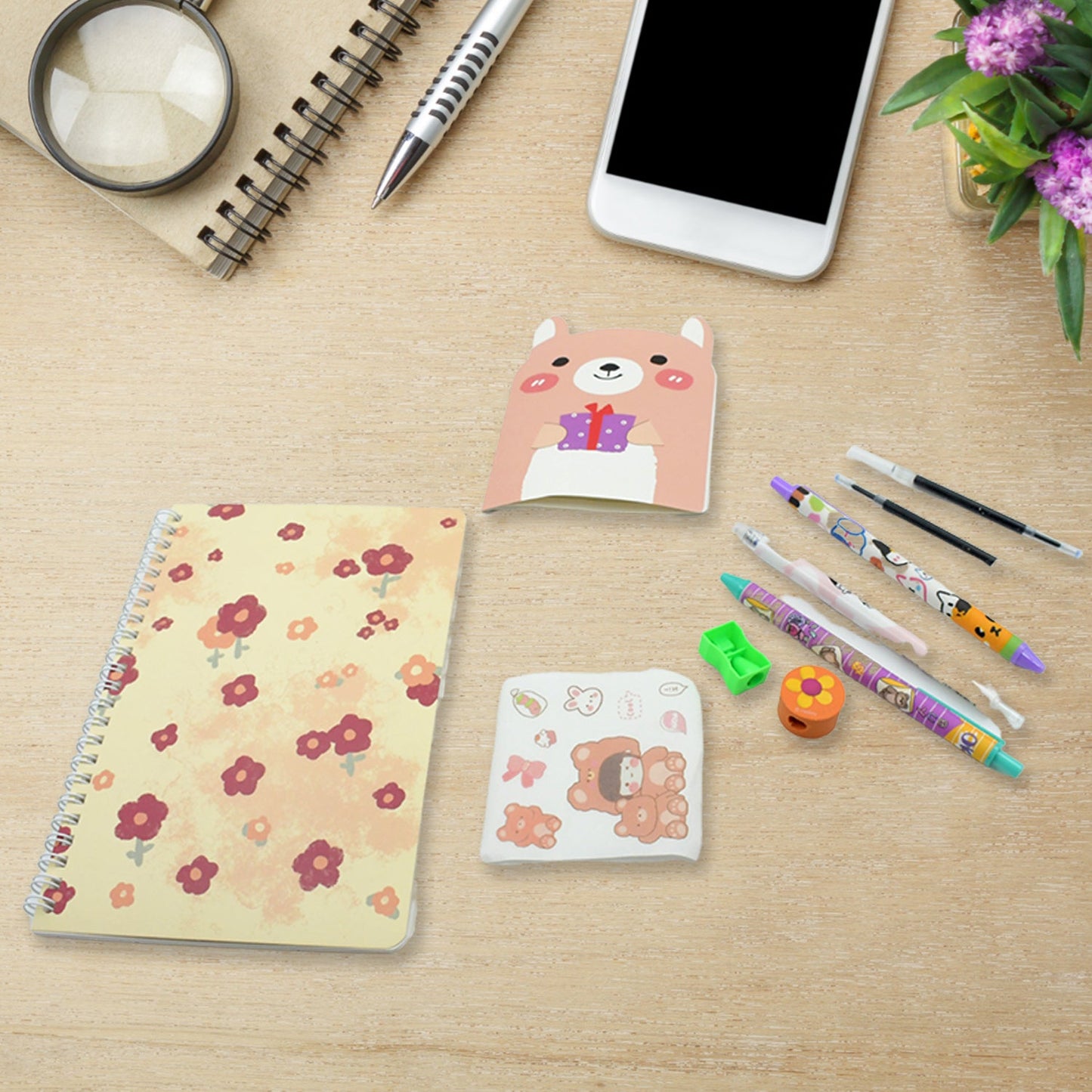 Cartoon Stationery Box Cartoon Design School Box Book , diary , Pen , Eraser, Sharpner , Sticker & Pen Refill Student Gift School box (1 box) - Springkart 