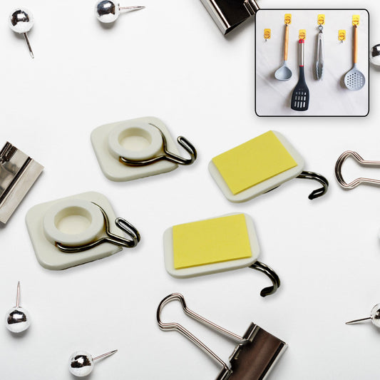 Multipurpose Strong Hook Self-Adhesive hooks for wall Heavy Plastic Hook, Sticky Hook Household For Home, Decorative Hooks, Bathroom & All Type Wall Use Hook, Suitable for Bathroom, Kitchen, Office (4 Pc Set) - Springkart 