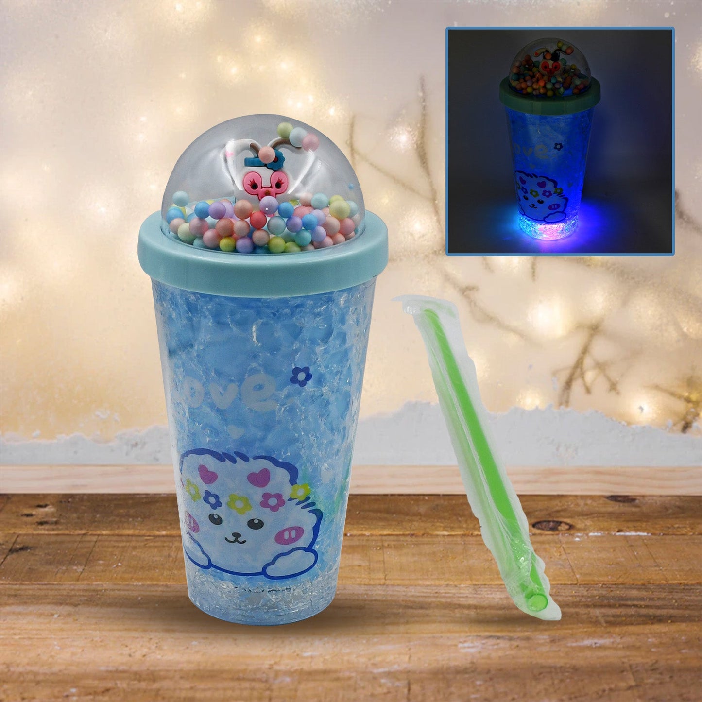 LED Light Unicorn Sipper Water Bottle Mason Jar Tumbler with Straw for Kids Glitter Sipper with Toy Drinking Cups for Boys and Girls School/Tuition/Gym/ Picnic, Kids and Adults, Birthday Return Gifts - Springkart 