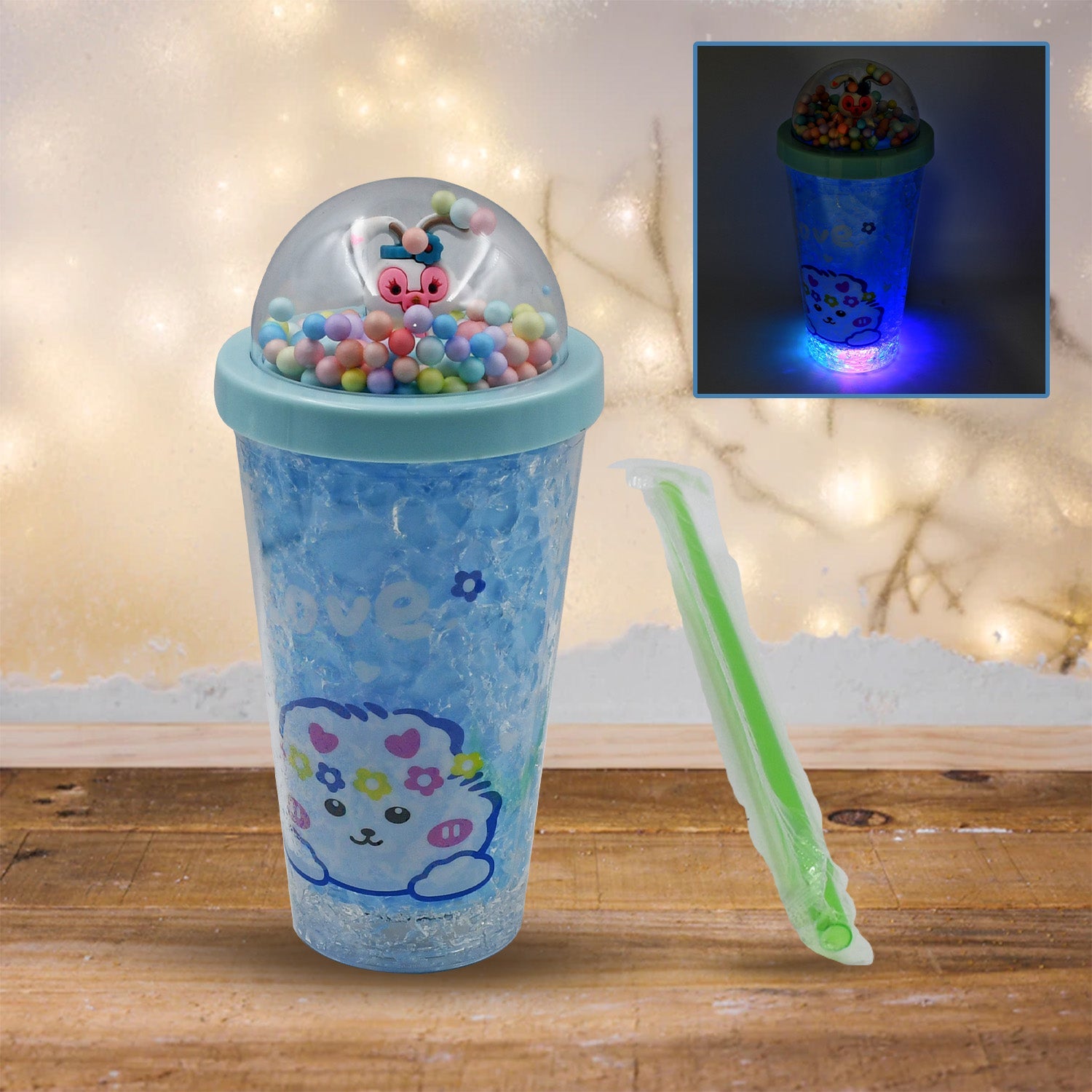 LED Light Unicorn Sipper Water Bottle Mason Jar Tumbler with Straw for Kids Glitter Sipper with Toy Drinking Cups for Boys and Girls School/Tuition/Gym/ Picnic, Kids and Adults, Birthday Return Gifts - Springkart 