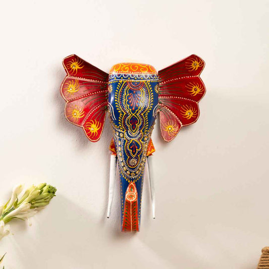 Blue Handpainted Elephant Wall DecorBlue Handpainted Elephant Wall Decor                Blue Handpainted Elephant Wall Decor