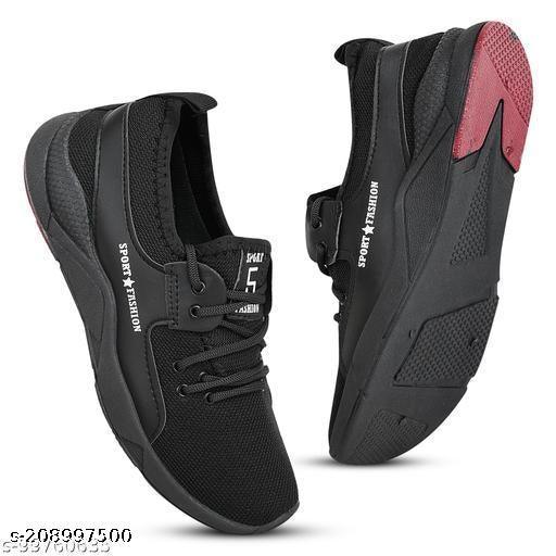 Black Solid Running Shoe For Men - Springkart 