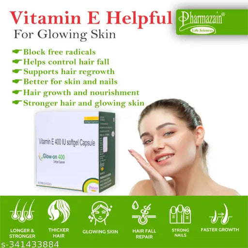 Vitamin E (Pack of 50 Capsules) for Face and Hair, Antioxidant Support and Immunity Booster, Controls Wrinkling