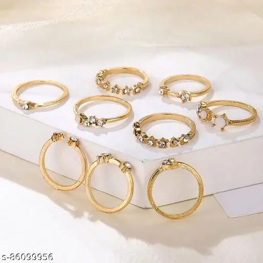 Fancy Stone Rings 9pcs