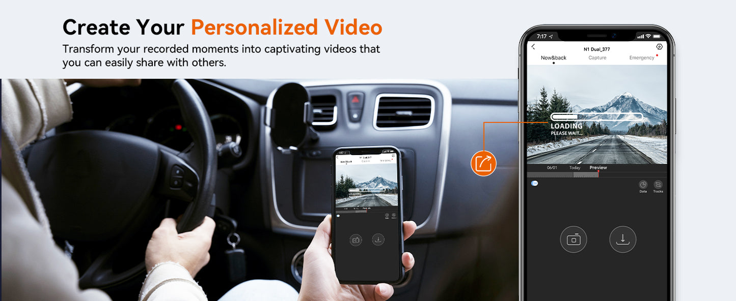 DDPAI Dual Channel Dash Cam for Car Front and Rear | 1296P Front + 1080P Rear Camera |