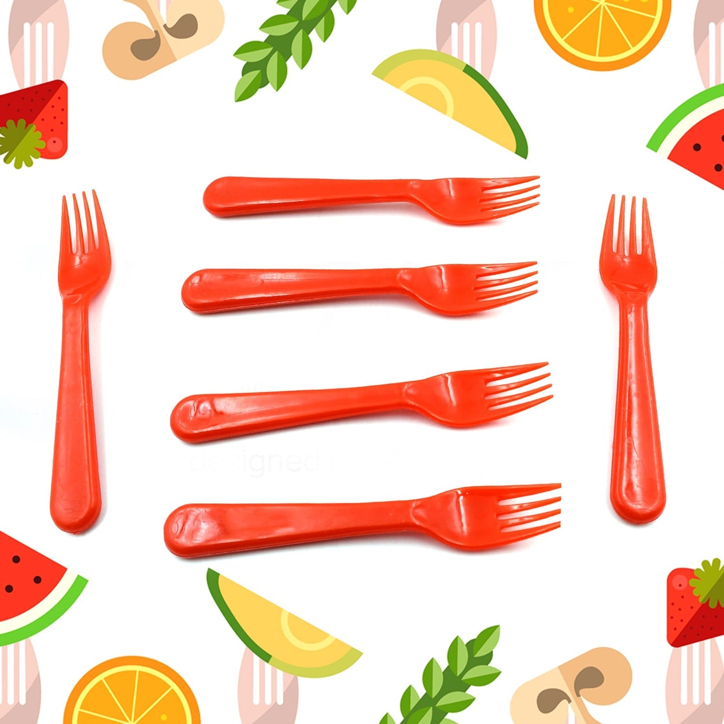 Plastic Fork Spoon, Fork Spoon Set, Fruit Fork Spoon Set | Baby Fork Spoon/Vegetable Fork Spoon, Plastic Salad Spoon, Dessert Spoon (6pc set) - Springkart 