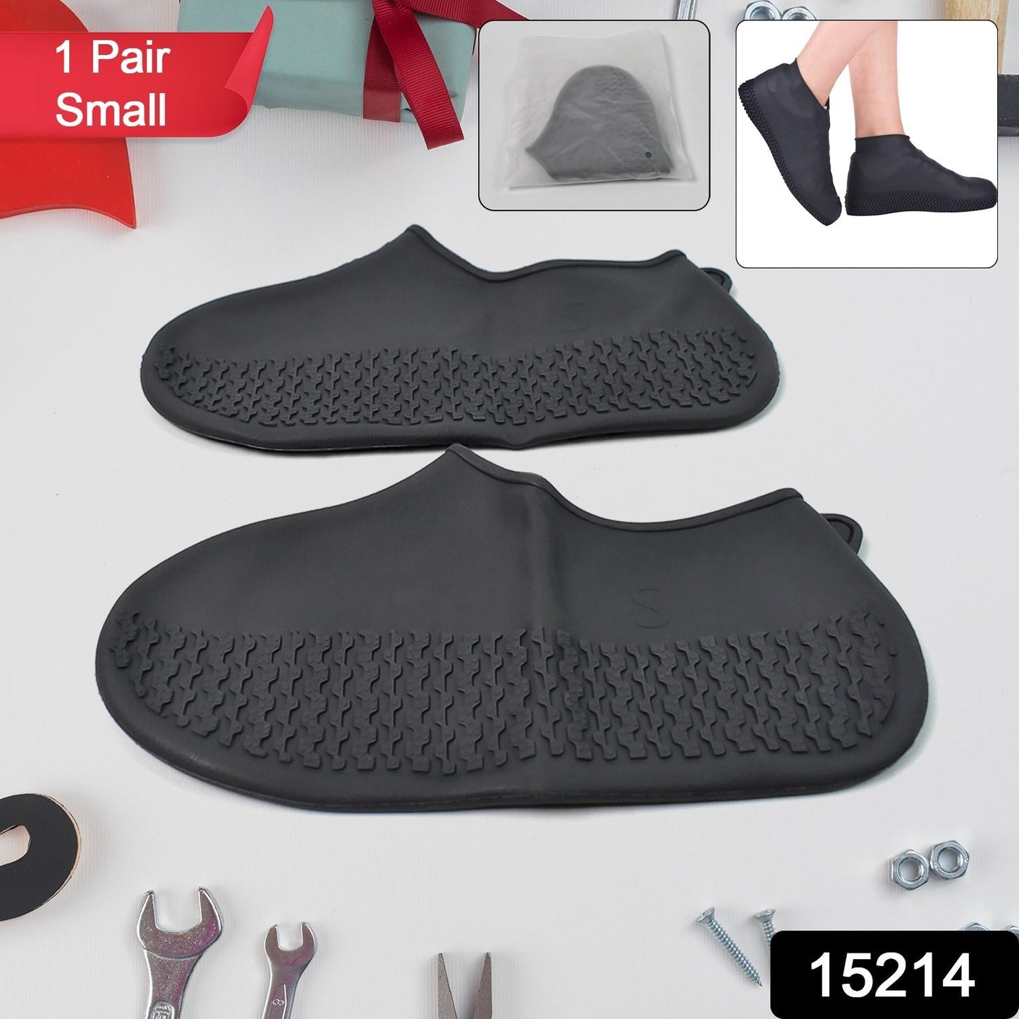 Non-Slip Silicone Reusable Waterproof Rain Shoes Covers (1 Pair / Small / Mix Color) - Springkart 