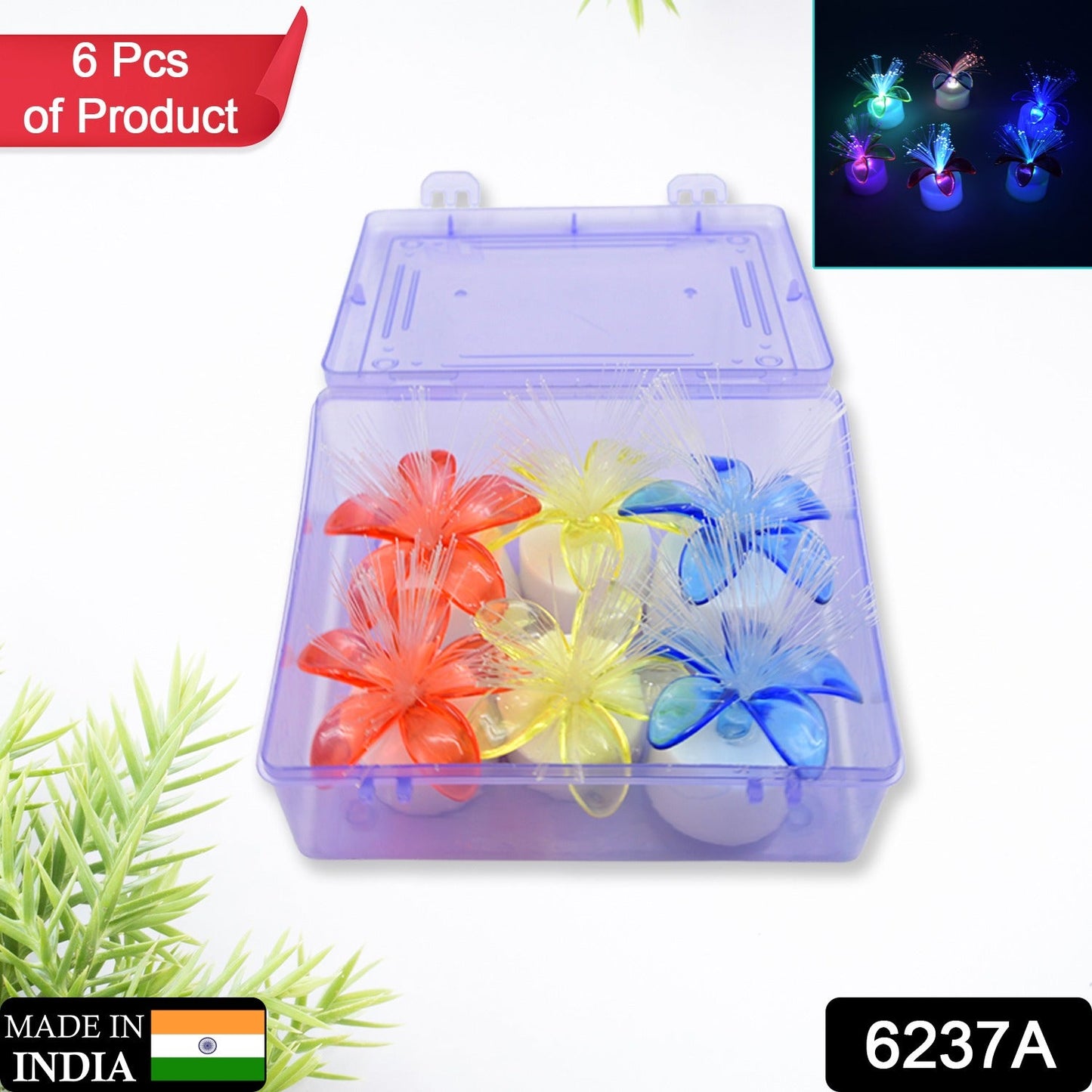 Fiber Optic Light, Mini Color Change LED Table Centerpieces, Light Up Candle - Pack of 6 - Springkart 