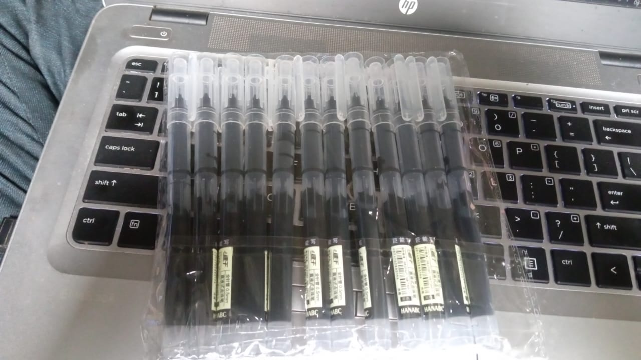Large Black Roller ball Pens / Gel Pen Set Drawing Writing Pen 0.5 mm (12 Pcs Set) - Springkart 