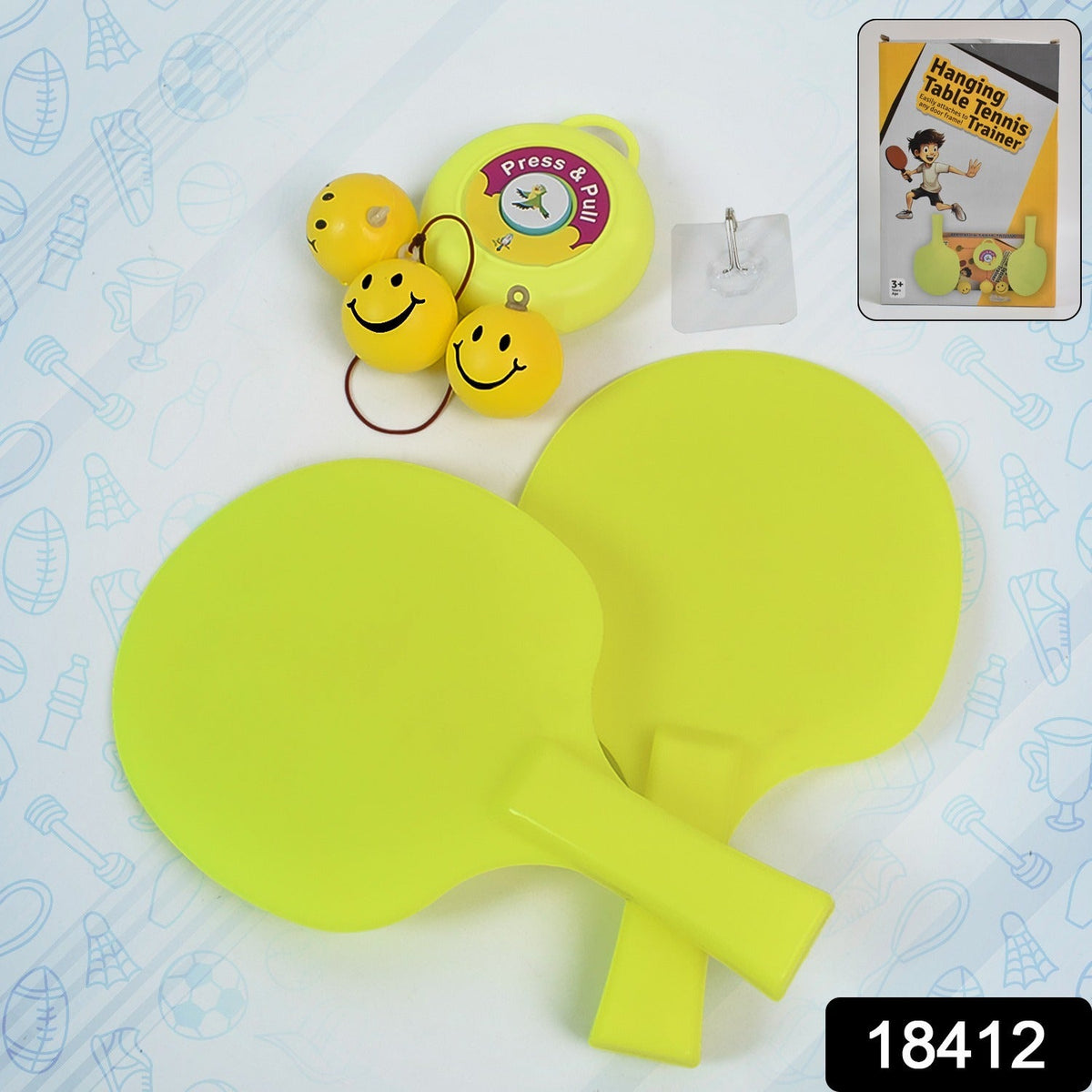 Hanging Table Tennis Trainer Set with Three Ball (1 Set) - Springkart 