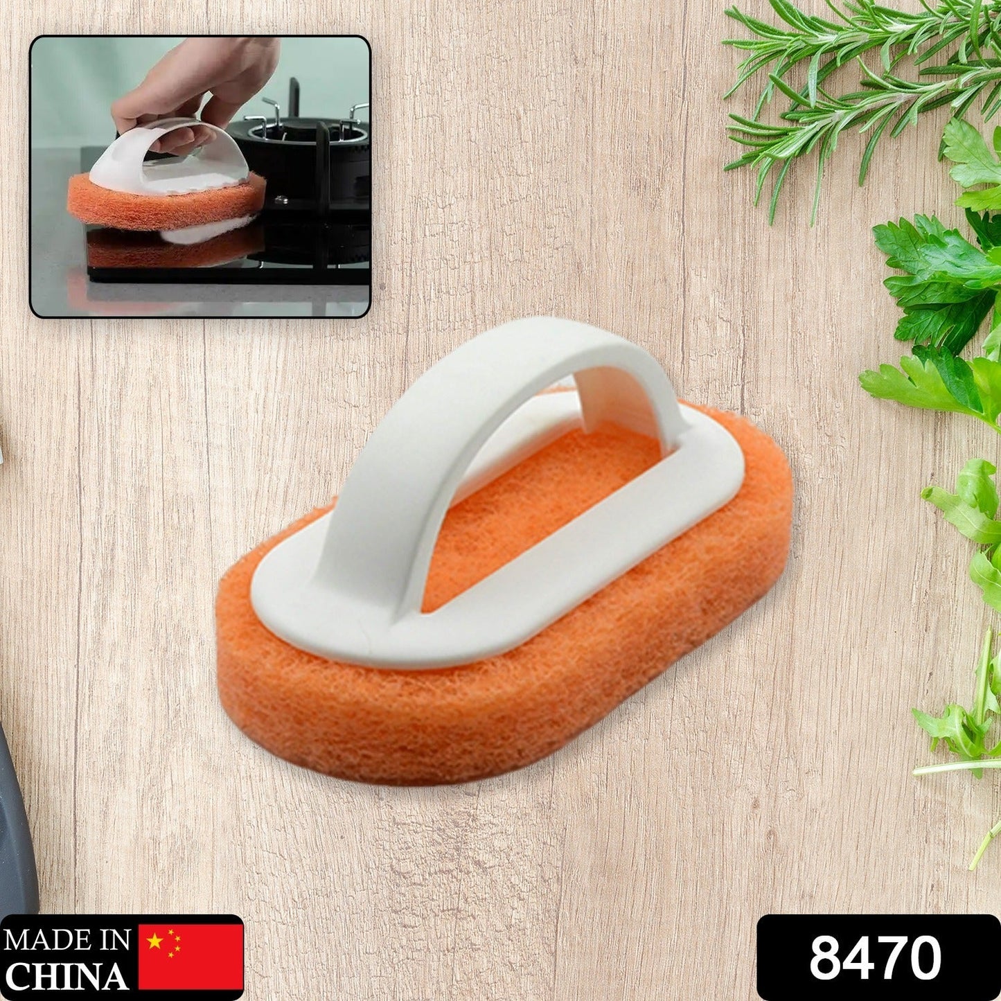 Sponge Kitchen Pot Brush With Handle Reusable And Washable Eraser Cleaner Removal Tool Sink Pot Dish Scrubber Bathroom Decontamination Cleaning Brush Glass Stove Top Cleaners Daily (1 Pc) - Springkart 