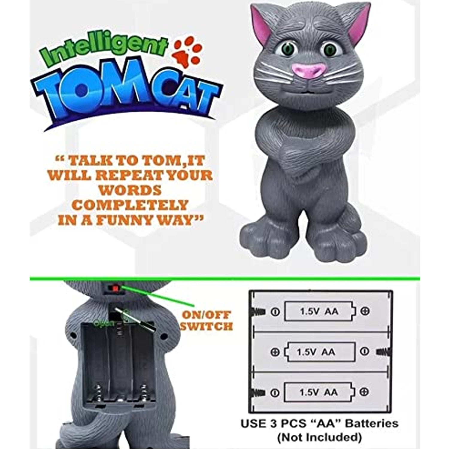 4524 Talking Mimicry Touching Tom Cat Intelligent Interactive Toy With Wonderful Voice For Kids Children Playing And Home Decorate. - Springkart 