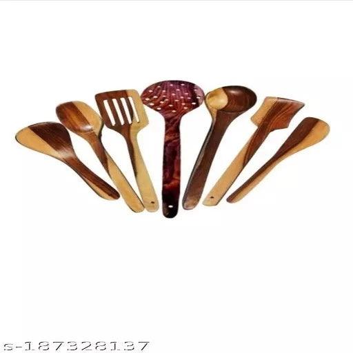 Wooden kitchen spoon set of 7 no holder - Springkart 