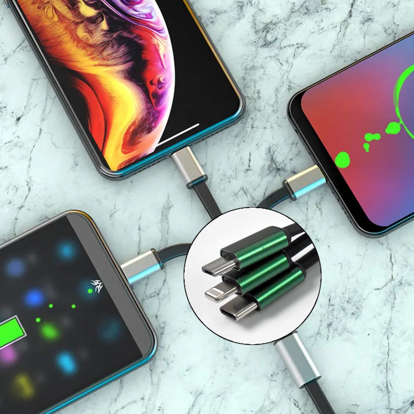 Charging Cable 3 In 1 Extendable Data Transmit Charging Cable (1 Pc) - Springkart 