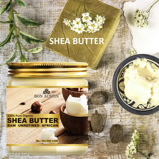 Bon Austin 100% Natural Shea Butter - RAW, UNREFINED & AFRICAN- For Moisturization of Body and Skin Combo Pack 3 Jars of 100 gms (300 gms) - Springkart 