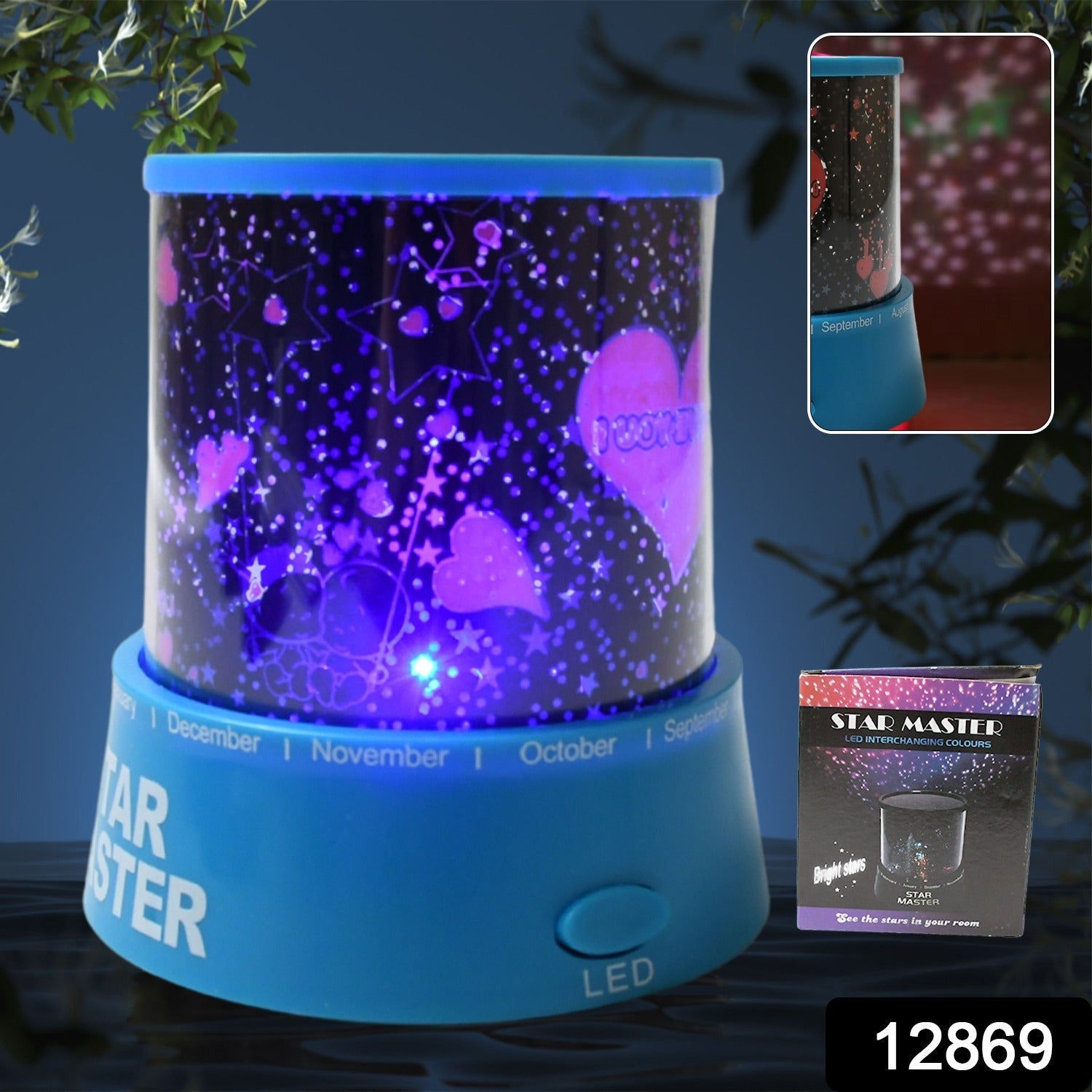 LED Projector Night Light Amazing Lamp, 3 Battery operated lamps, Rotation With the music Function, Master for Kids Bedroom Home Decoration Night Romantic Gift (Battery Not Included / 1 pc) - Springkart 