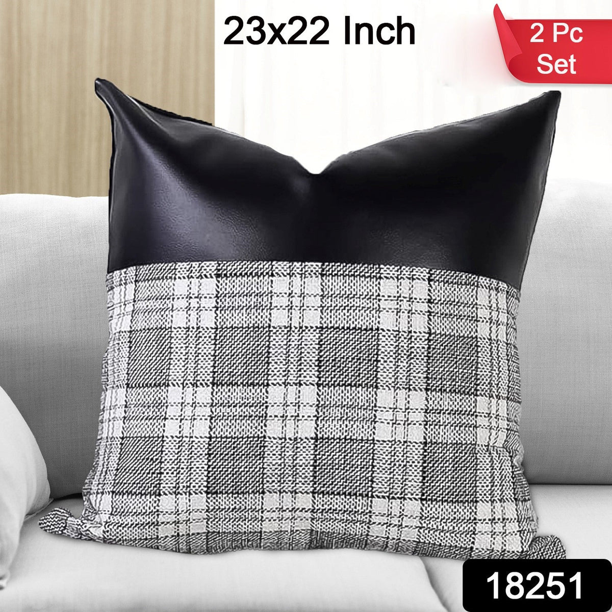 Pillow Covers Cushion Cases Soft Leather and Cotton (23 × 22 Inch / 1 Pair / 2 Pc) - Springkart 