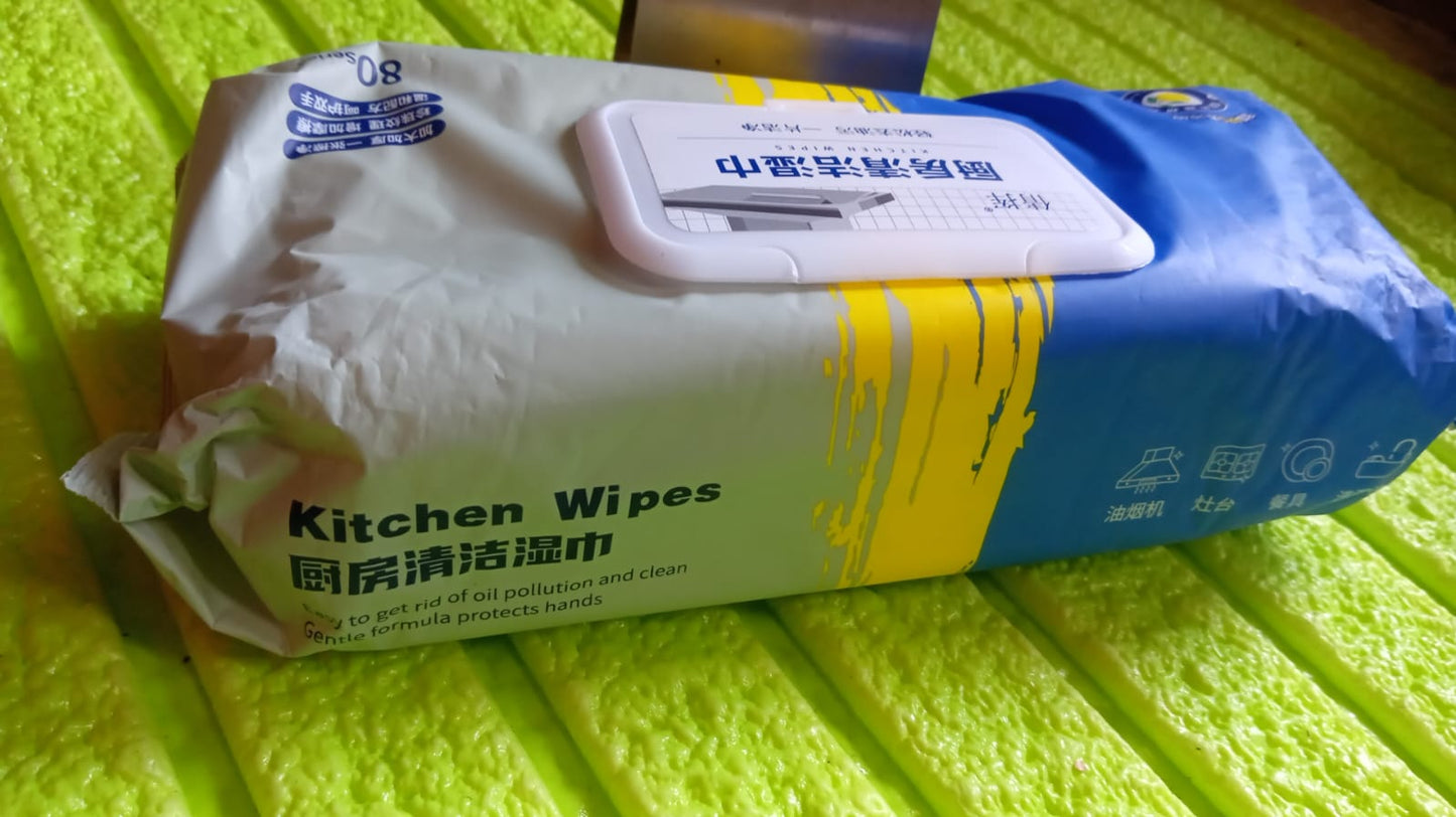 Kitchen Cleaning Wipes | Strong Decontamination Kitchen Wipes | Disposable Kitchen Wet Wipes Household Cloth Towel For Removing Grease Stains And Cleaning Glass (Pack of 80 Pcs) - Springkart 